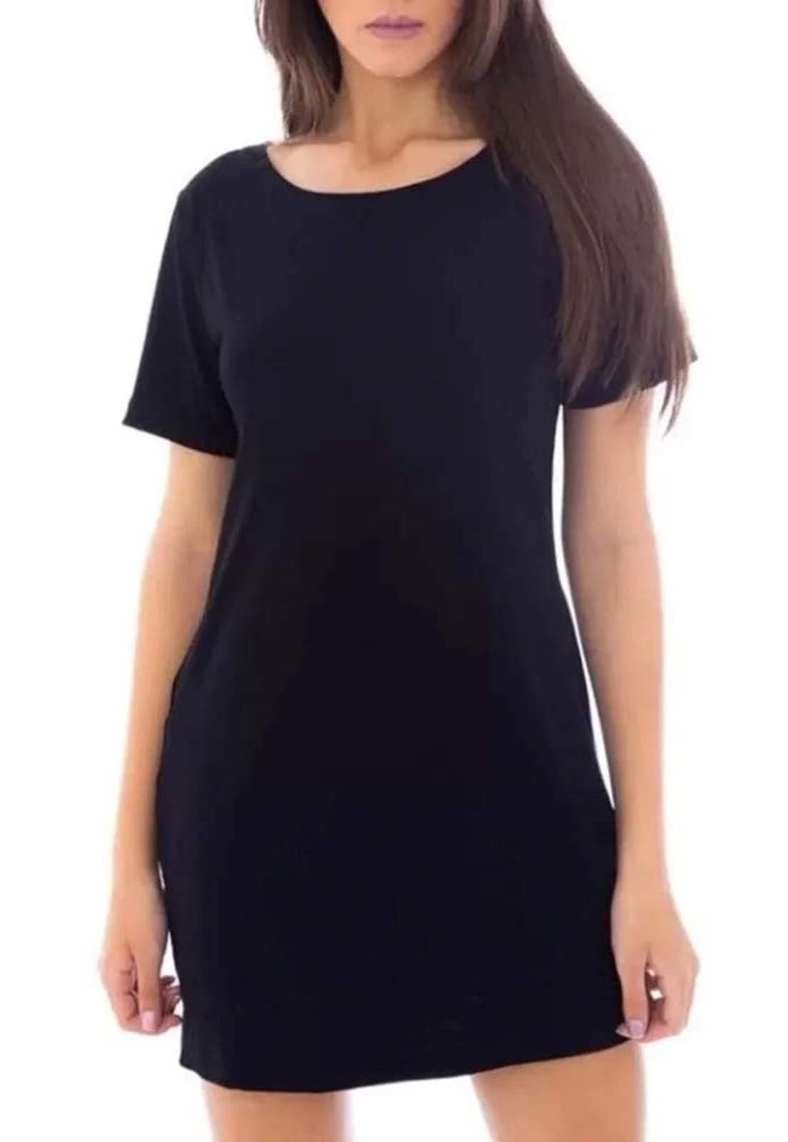 Vestido Estilo Camisetão Estiloso Fashion Feminino Várias Cores – Slim Fitness Fashion Preto