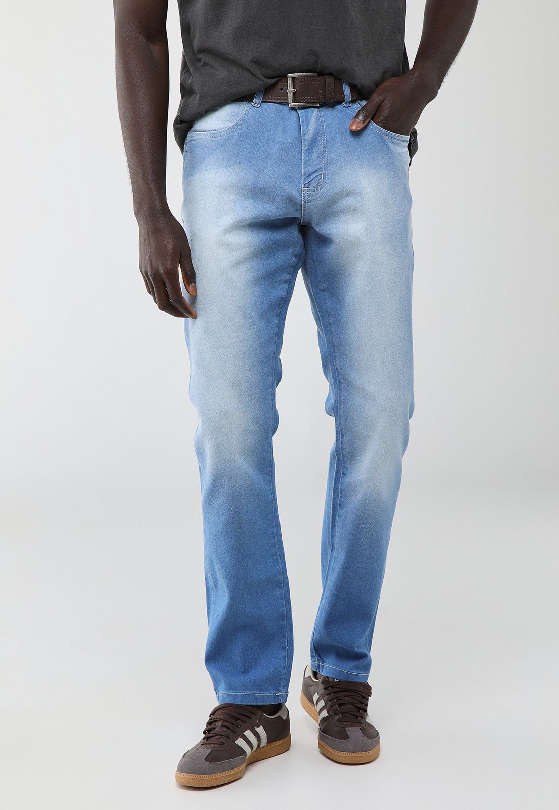 Calça Jeans Masculina Aleatory Reta Azul Clara