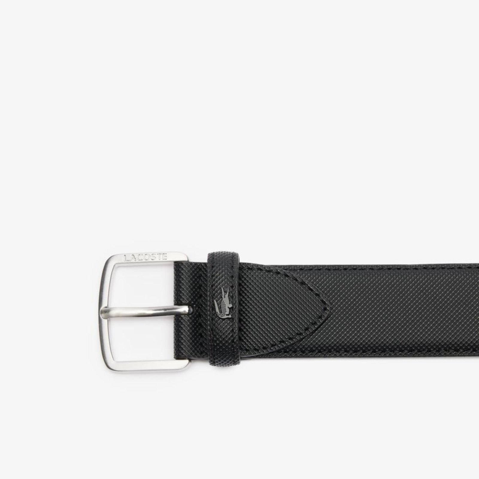 Cinto casual Lacoste masculino de Lona com Efeito Piquê Preto