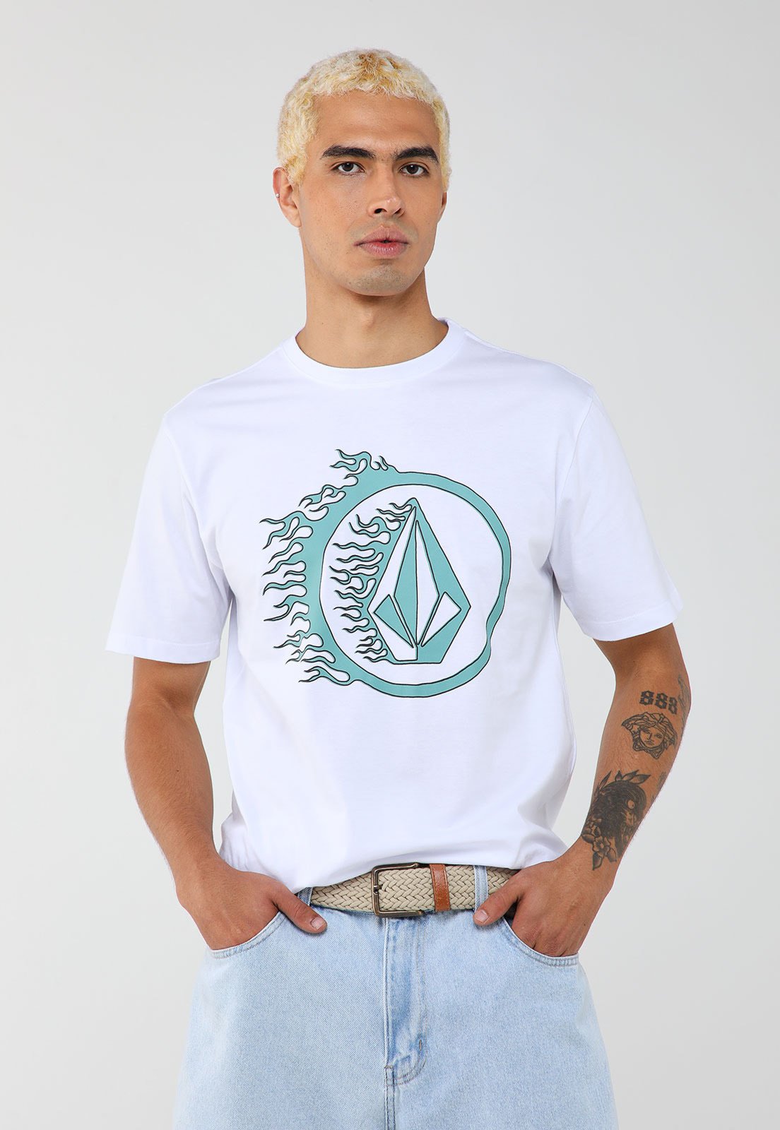 Camiseta Masculina Volcom Silk Circle Stone Branca