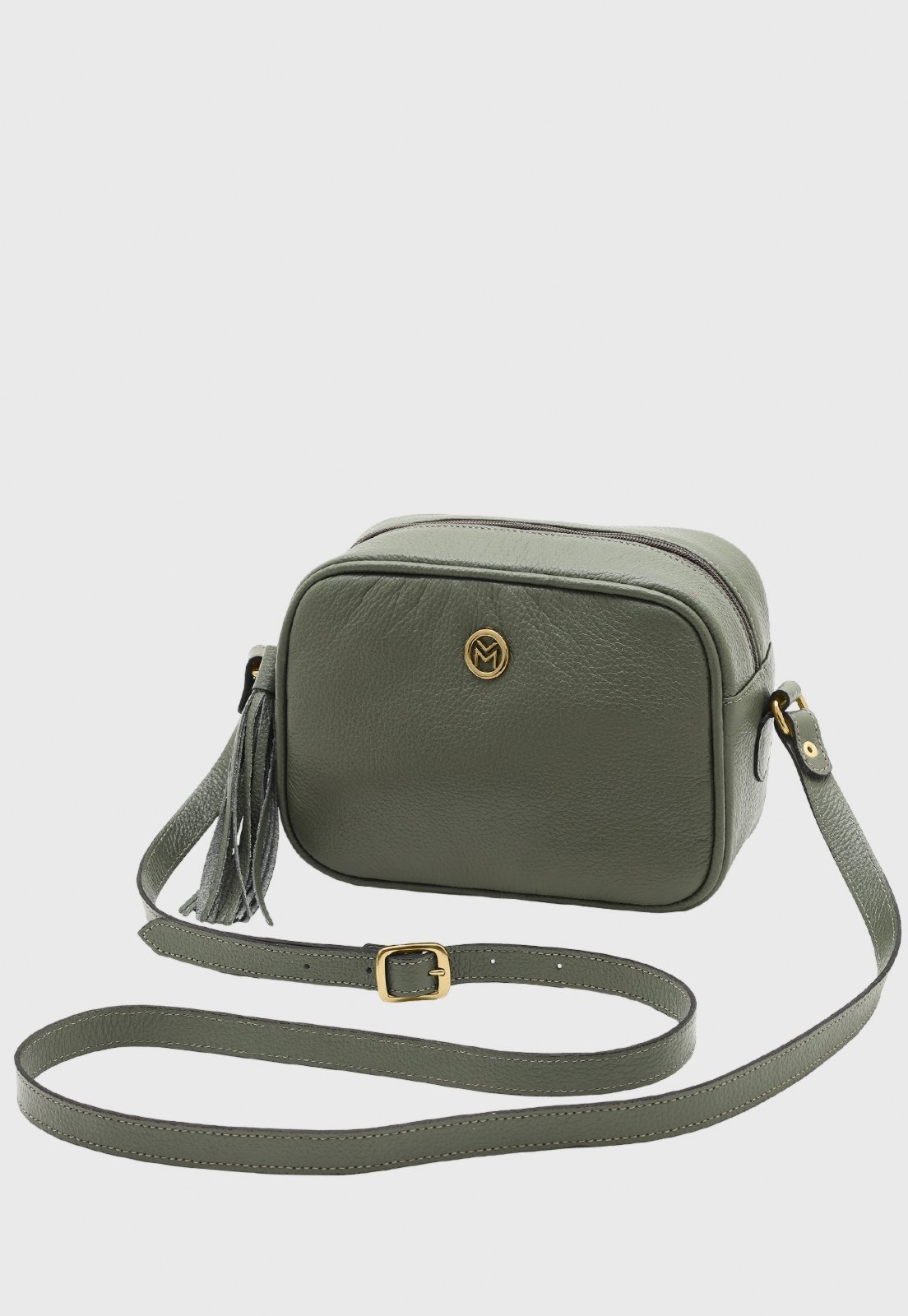 Bolsa Transversal de Couro Mariart Titânio Army
