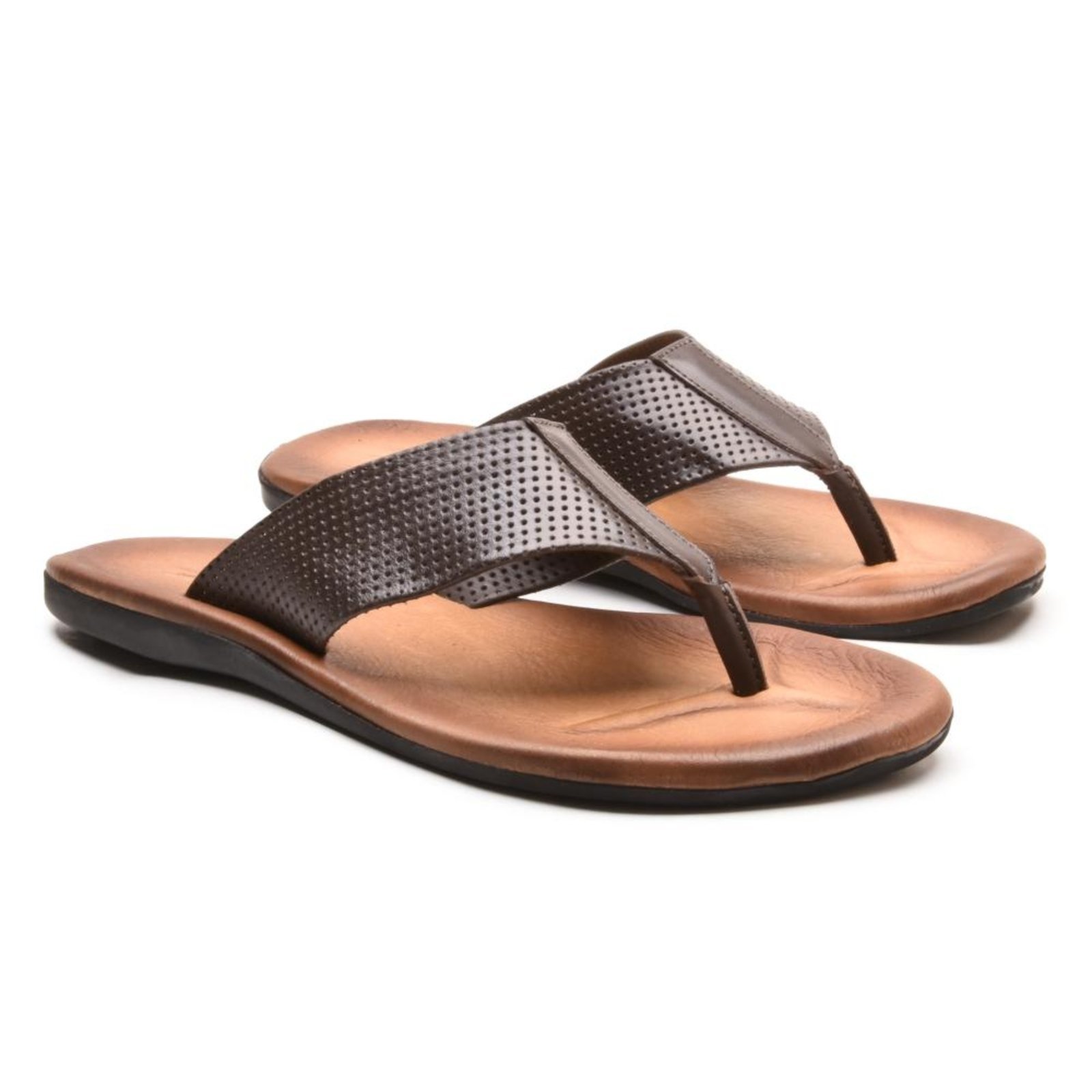 Chinelo Masculino Confortável Marrom em Couro Marrom