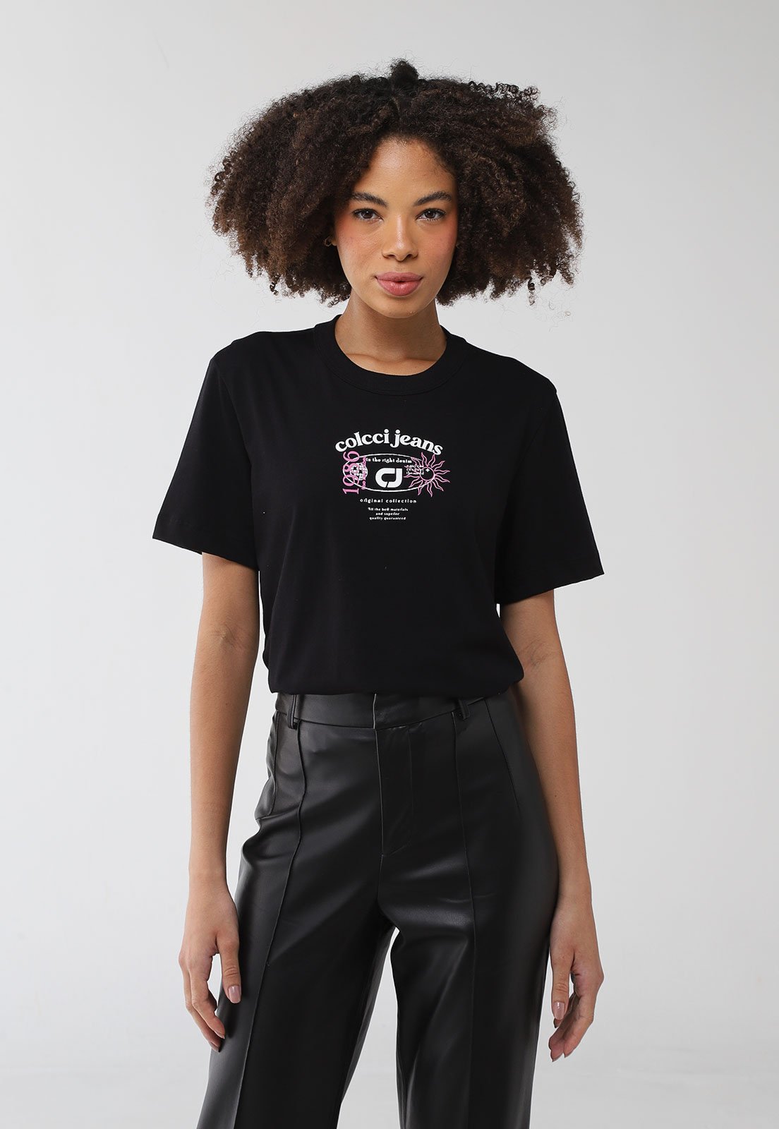 Camiseta Colcci Jeans Estampa Letreiro Preta