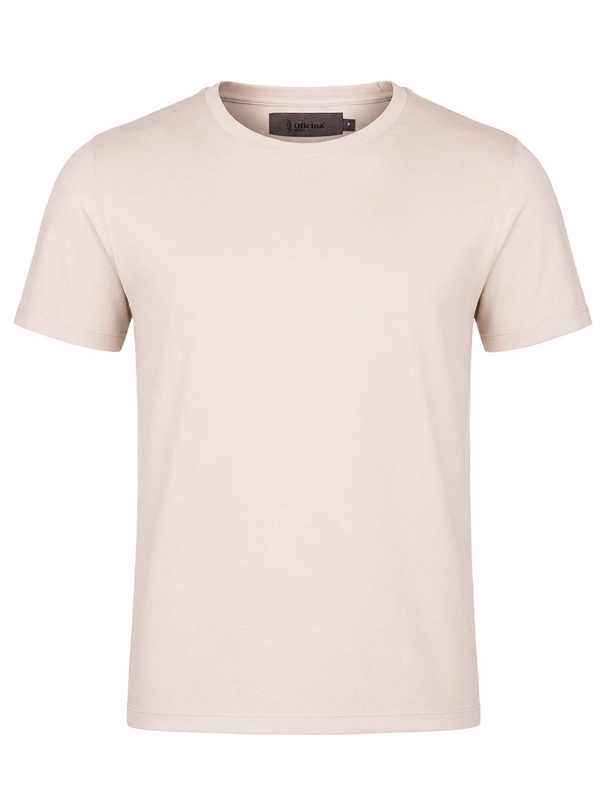 Camiseta Masculina Oficina Reserva Piquet Stretch Casual Algodão Confortável Bege Aveia
