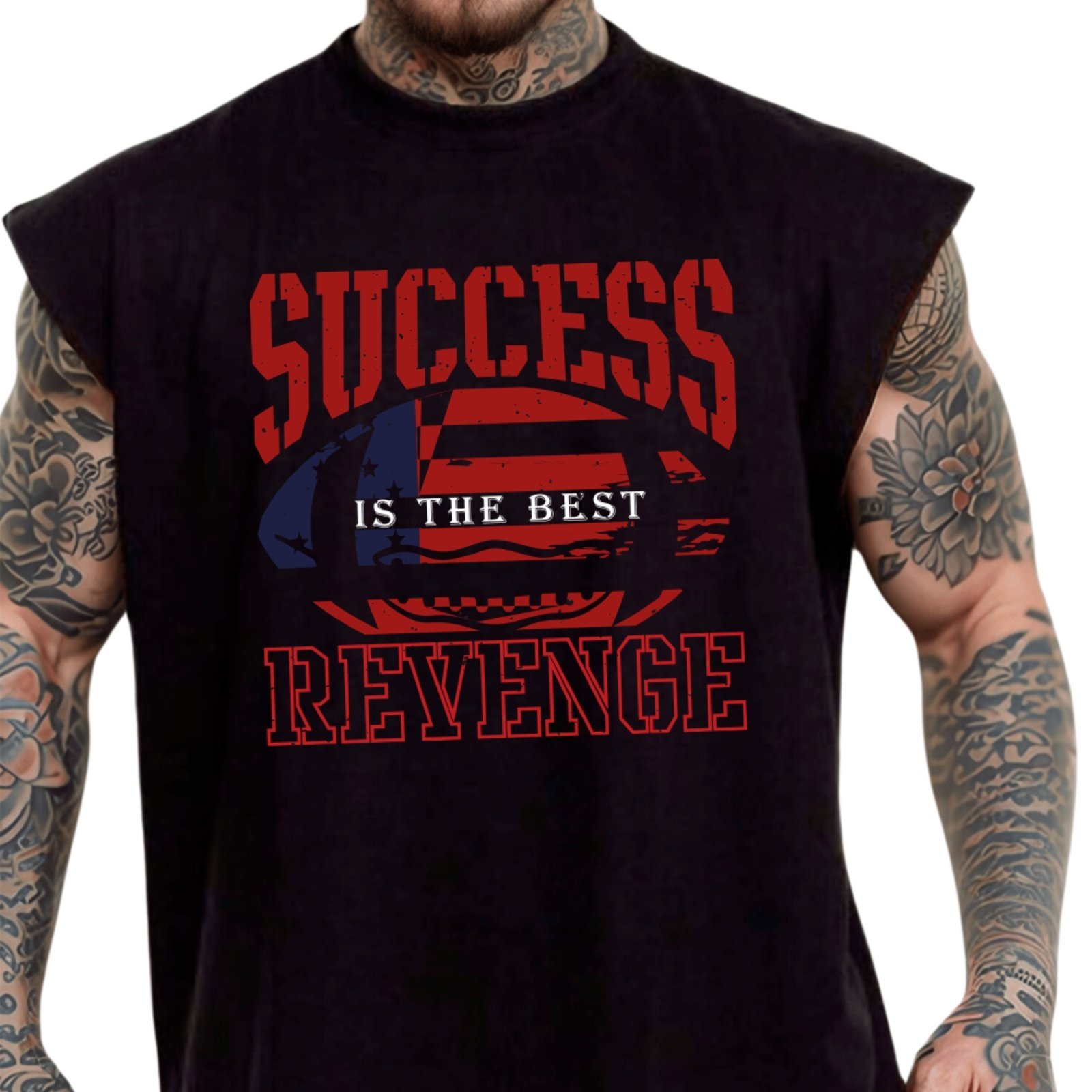 Camiseta Regata Machão Ousy Success Is The Best Revenge Oversized Masculina Preto