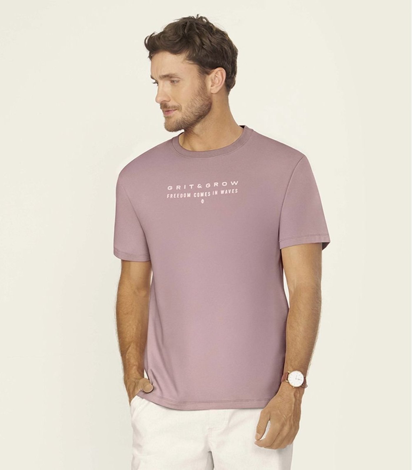 Camiseta Masculina Cotton Leve Com Estamp Diametro Rosa