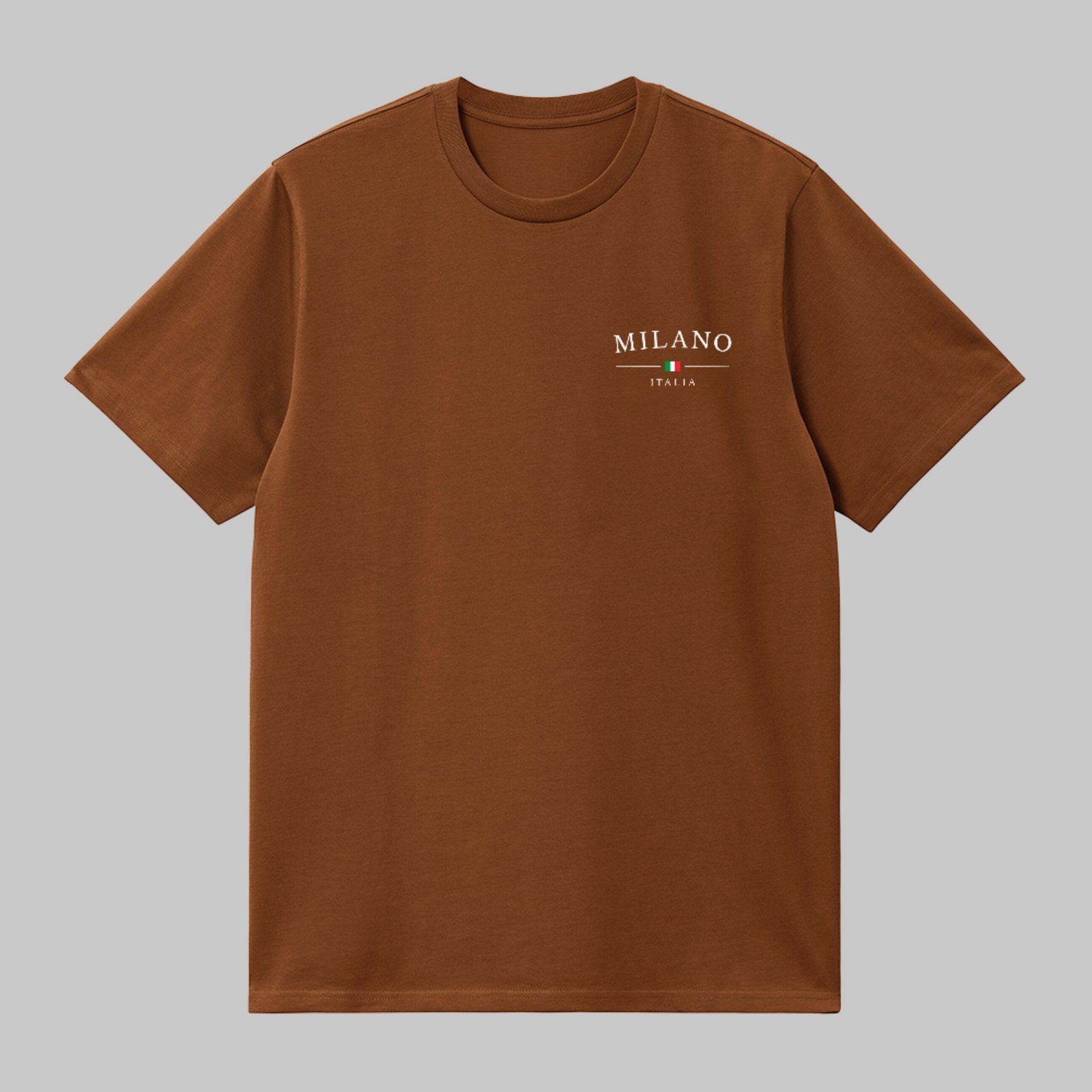 Camiseta Básica Milano Moda Urbana Fashion Logo Minimalista Marrom