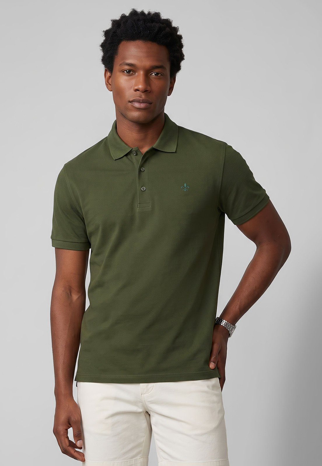 Camiseta Polo Masculina Dudalina Clássica Verde