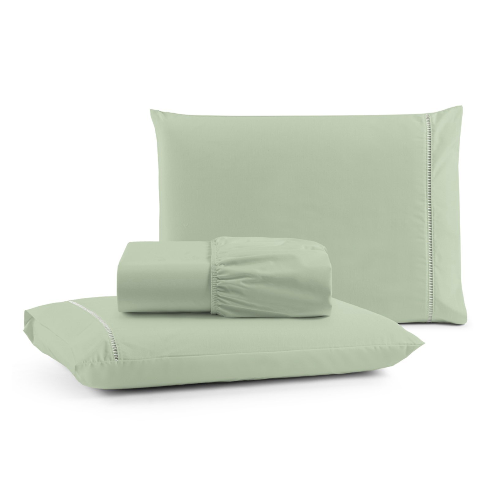 Jogo Cama Lençol Casa Scarpa Bali King Percal 180 Fios Algodão Ponto Palito 3 Peças - Verde
