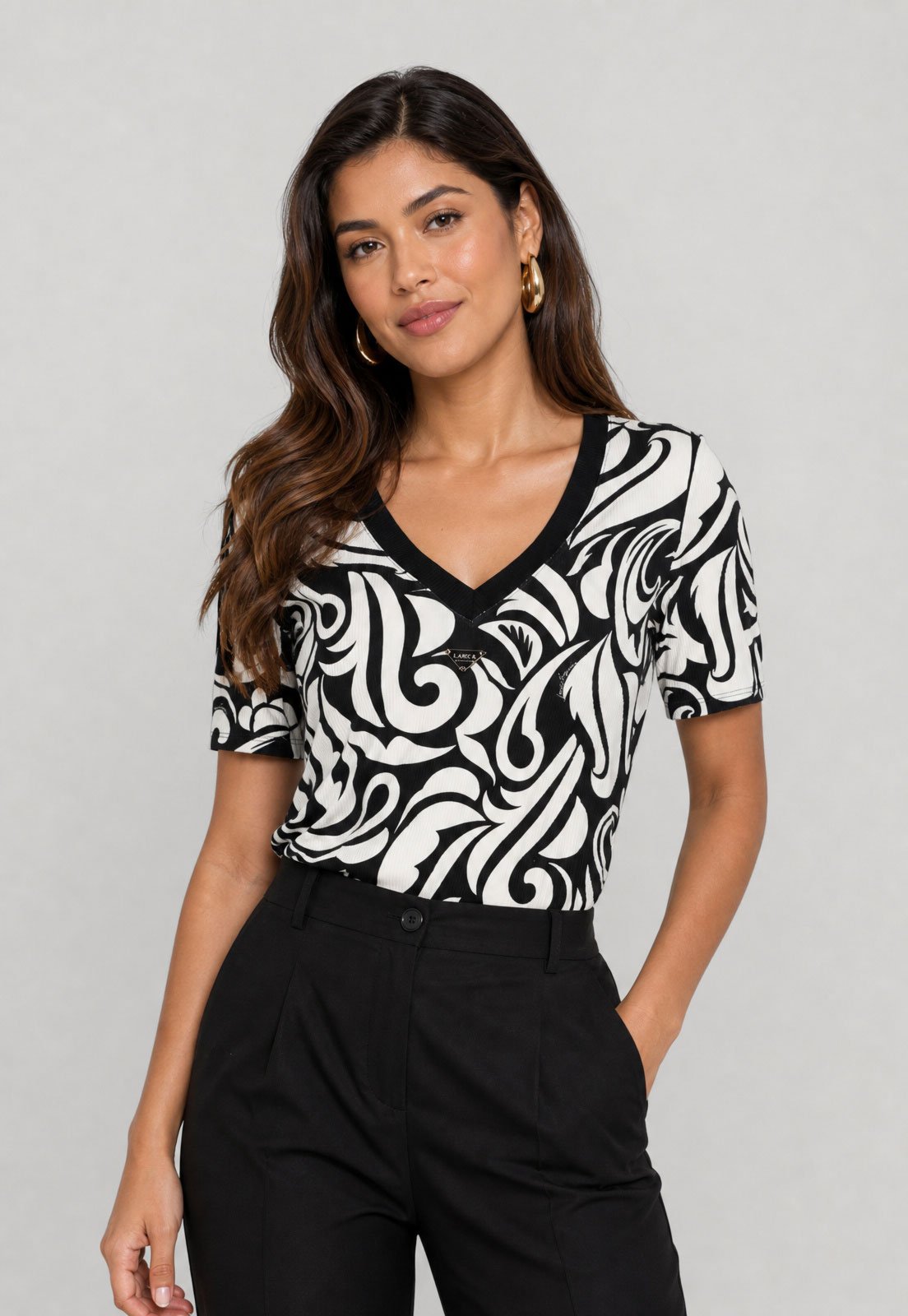 Blusa Canelada Lança Perfume Ajustada Monograma Off-White