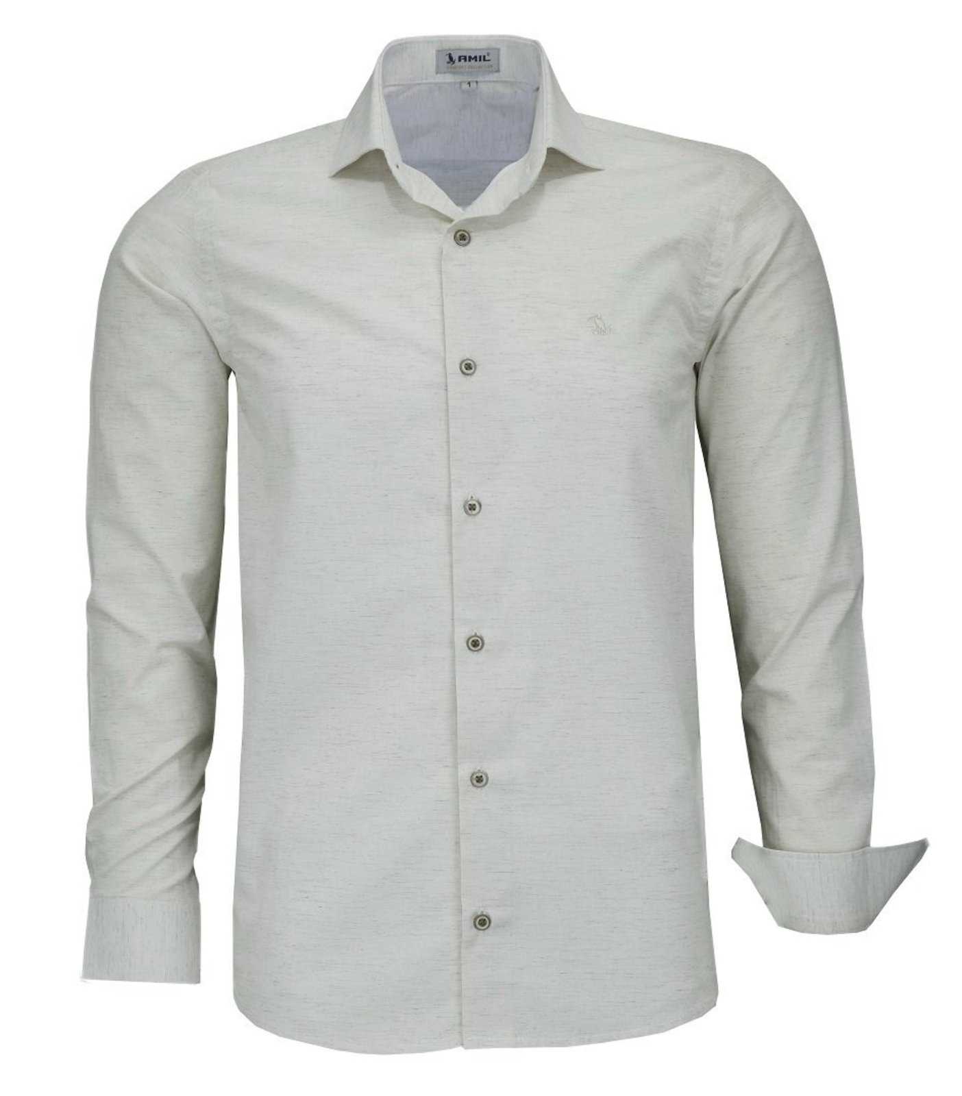 Camisa Social Amil Numen Viscose com Linho Comfort M/Longa Luxo Areia