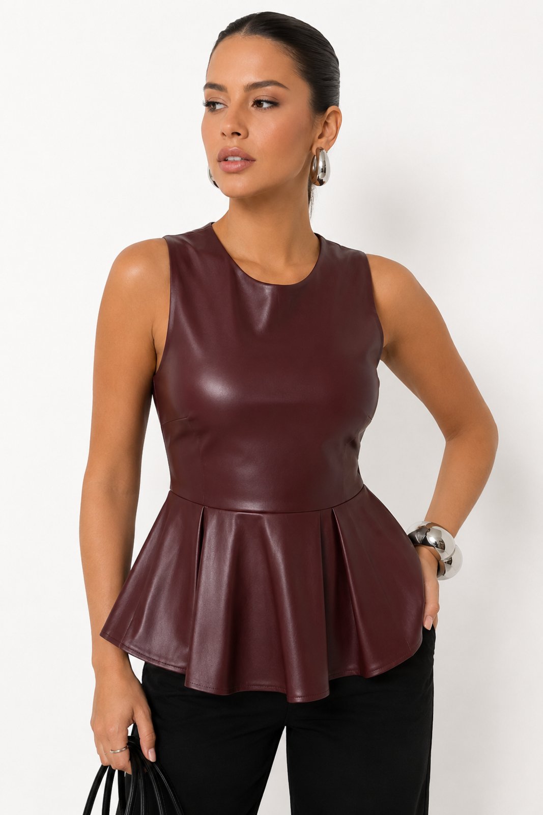 Blusa Feminina D Bell Outlet Fashion Peplum Vinho
