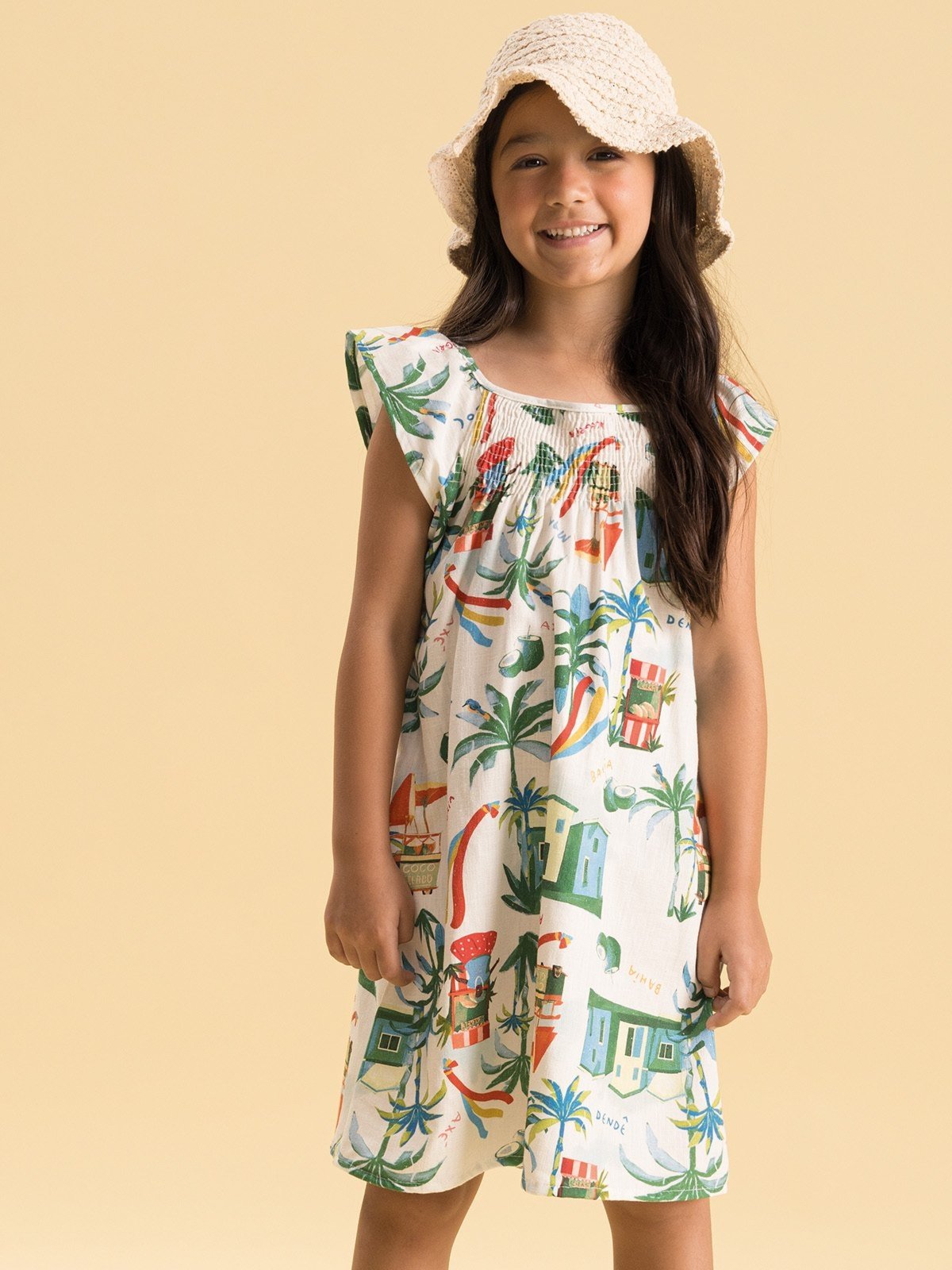 Vista 3 Infantil - Vestido Bugbee Tecido Natural Digital estampado/off-white natural Bugbee estampado/off-white natural