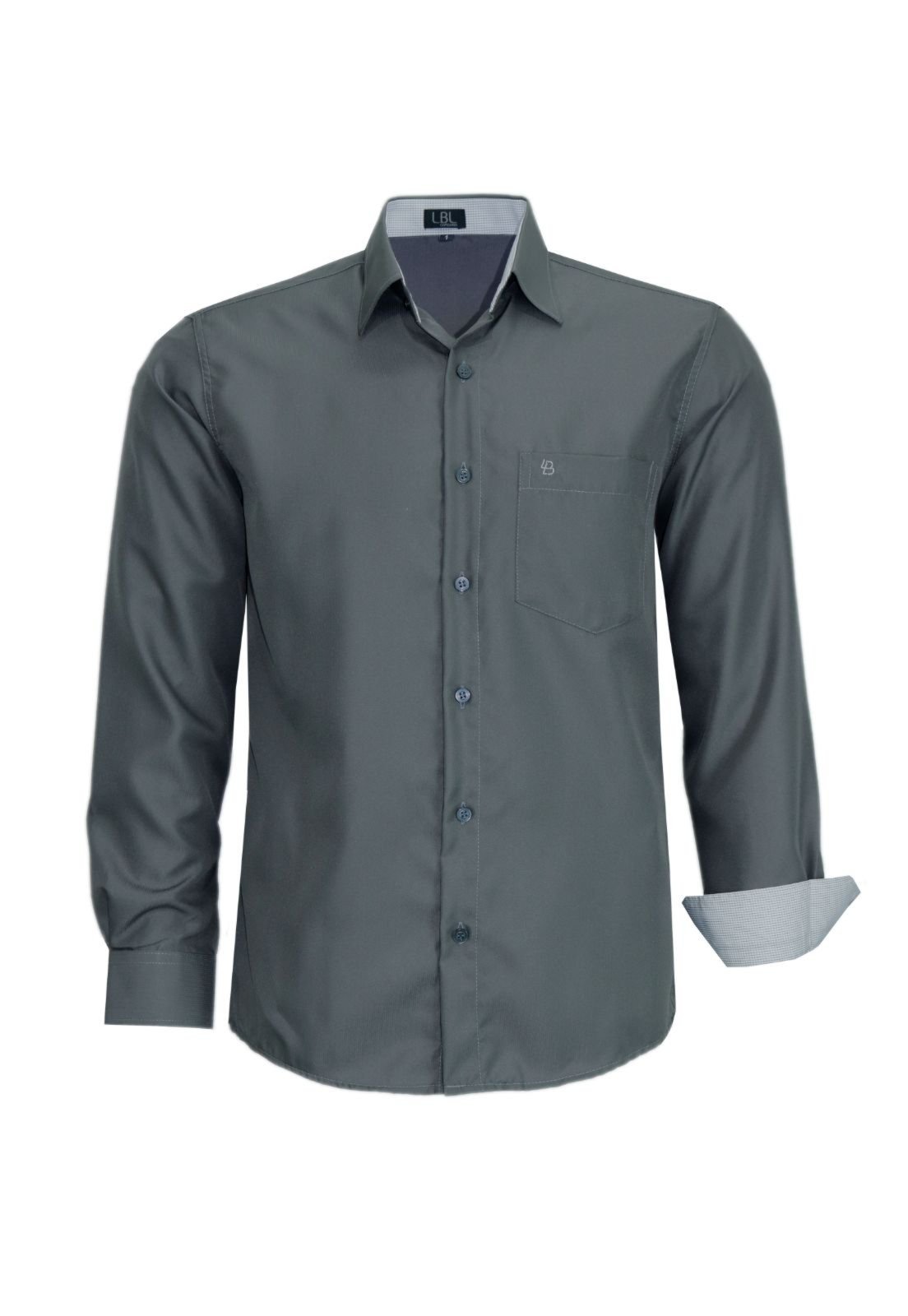 Camisa Manga Longa Lbl Clássica Poliéster Chumbo 3023