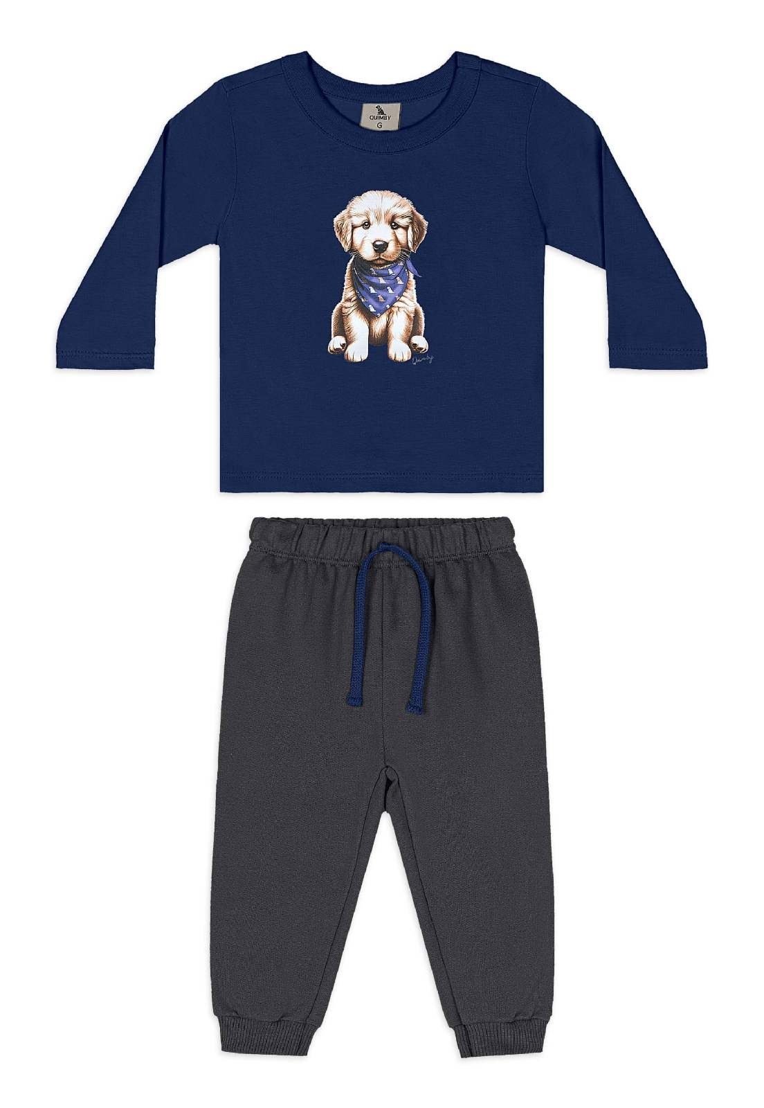 Infantil - Conjunto Camiseta Golden Calça Quimby Bege