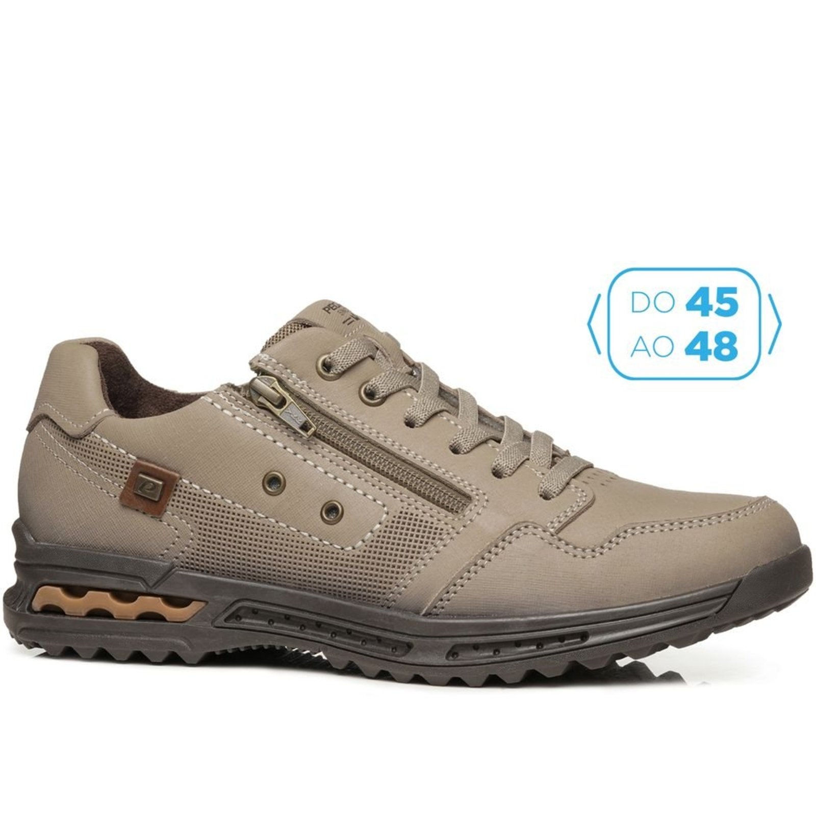 Sapatênis Pegada Masculino Plus Size em Couro Areia 511801-04 Sapatenis Pegada Masculino Plus Size em Couro Areia 511801-04 46