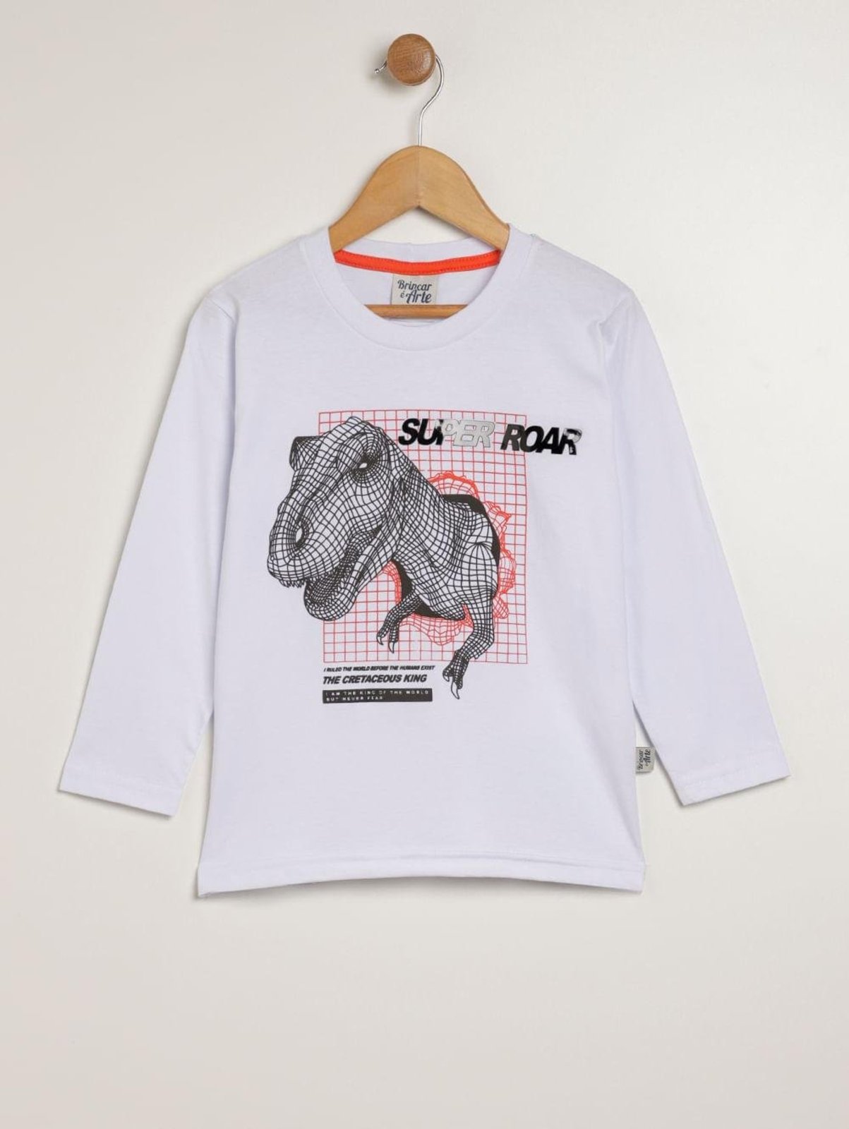 Infantil - Camiseta Dinossauro Para Menino - BRANCO