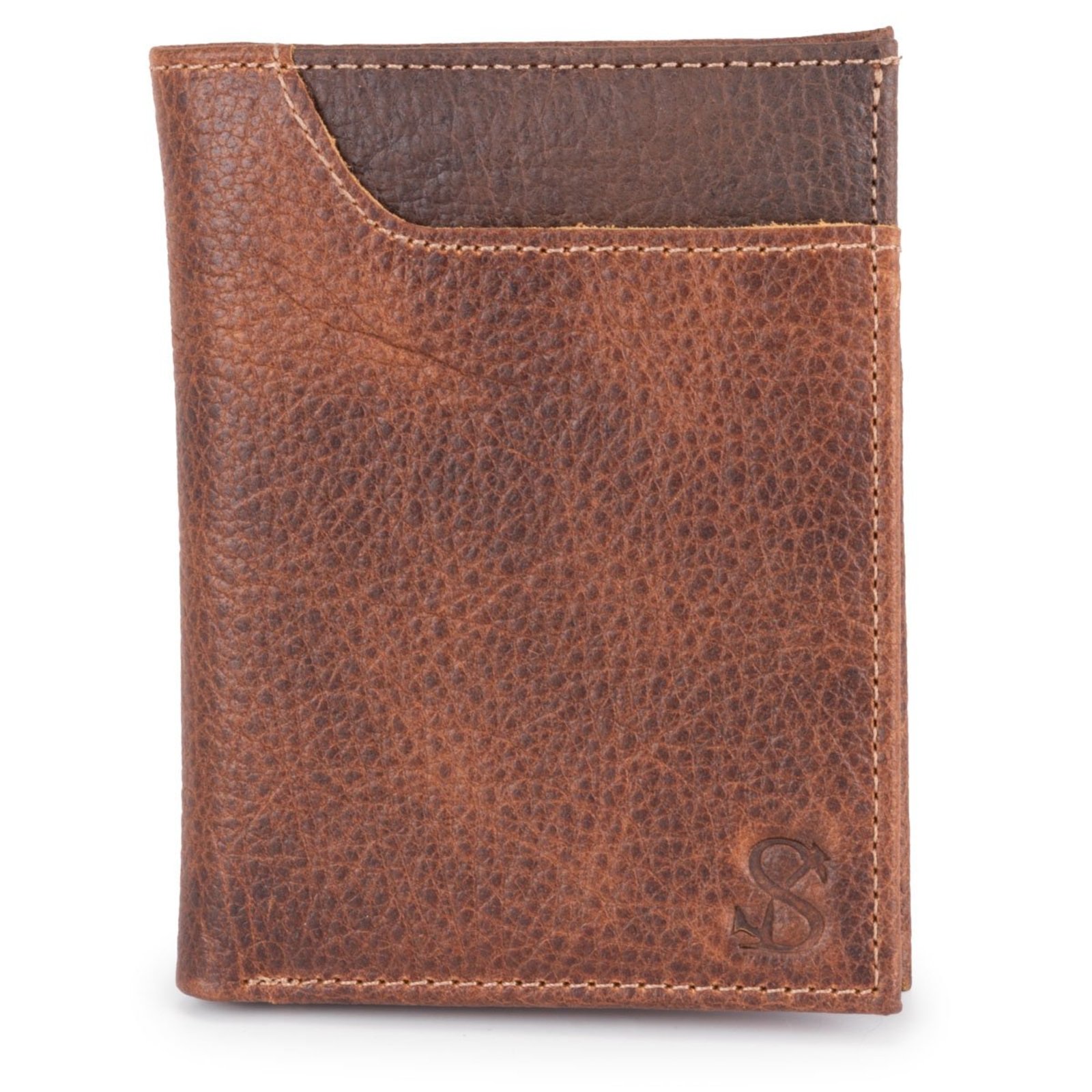 Carteira Masculina Slim Porta Cartão Rustico Couro Legítimo ello griff Marrom-claro