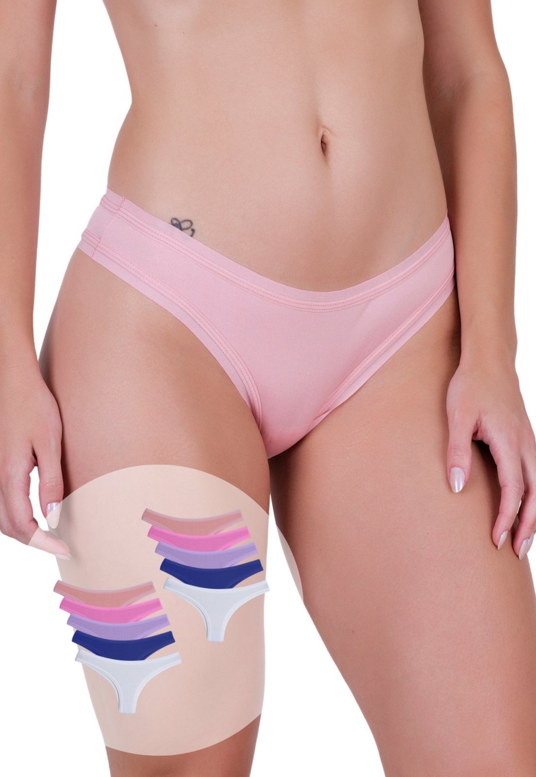 Kit 10 Calcinhas Femininas Fio Dental Microfibra Estrela Elástico Discreto Concept Lingerie