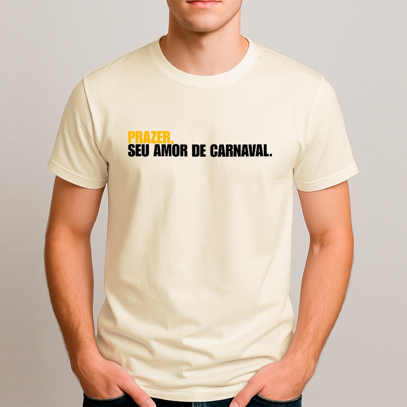Vista 3 Camiseta Ousy Básica Amor De Carnaval Meme Bloco Unissex Off White off-white white ousy off-white white