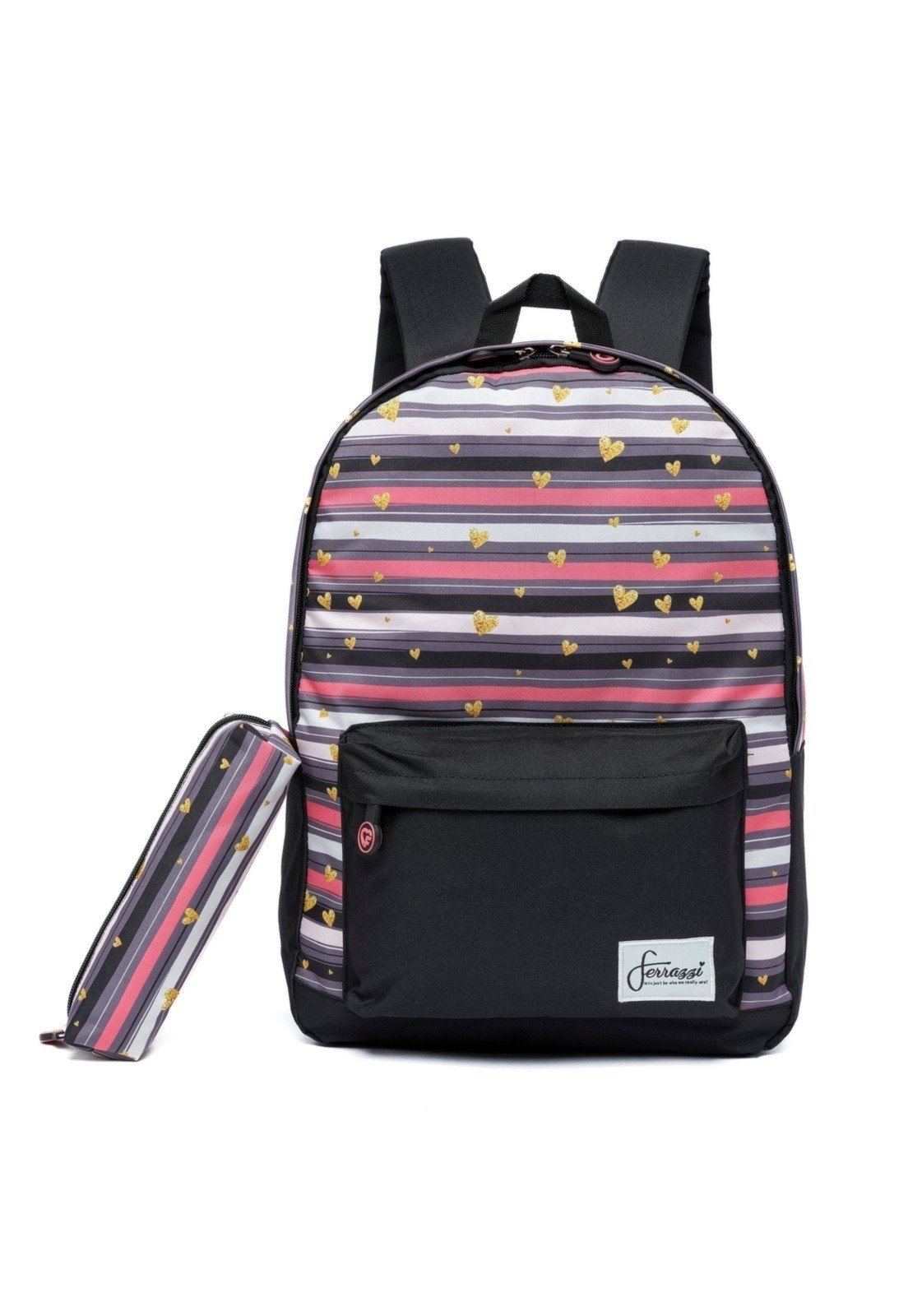 Mochila Casual Ferrazzi Com Estojo Feminina Espaçosa Resistente