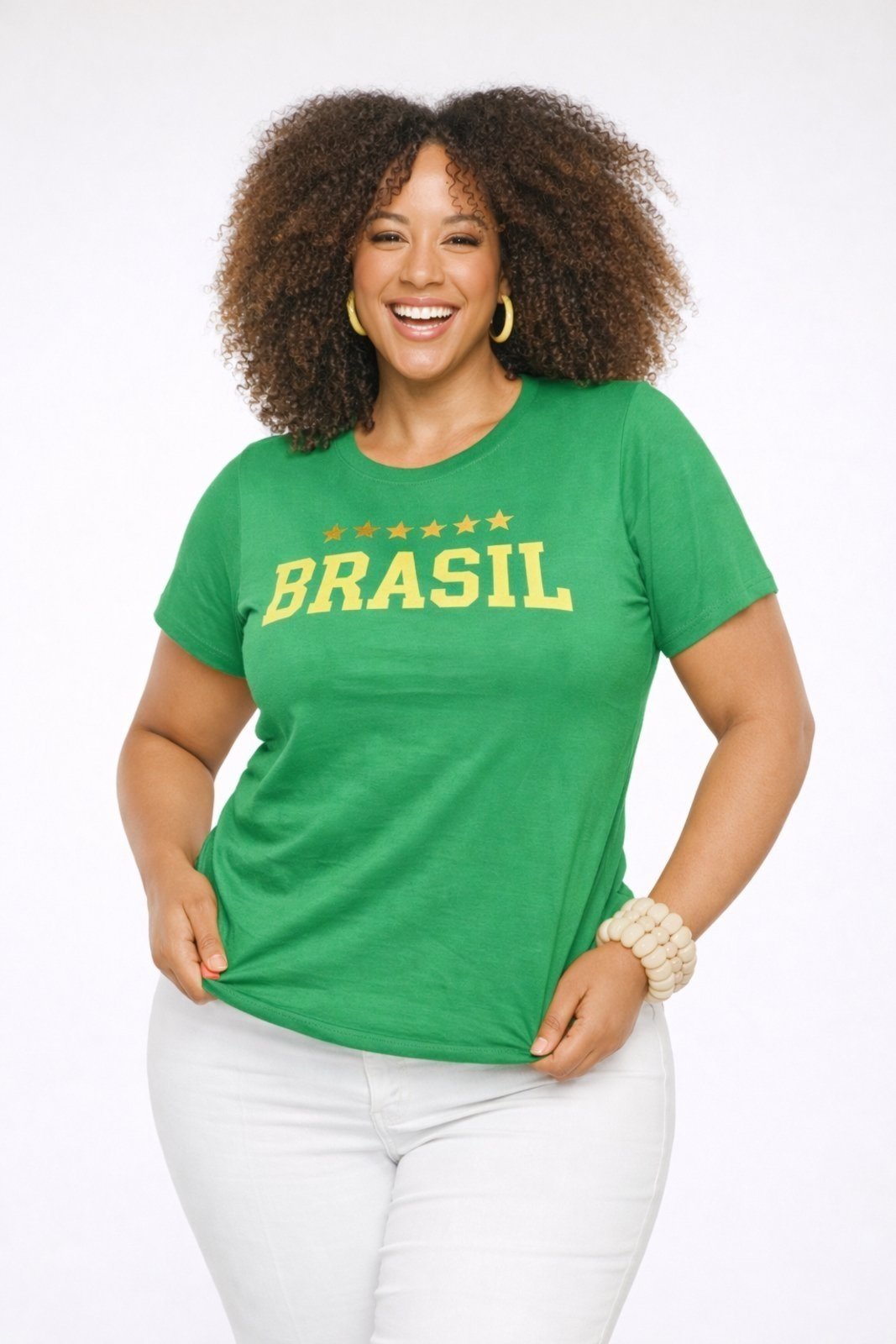 T-shirt Plus Size D Bell Outlet Fashion Brasil 6 Estrelas Verde