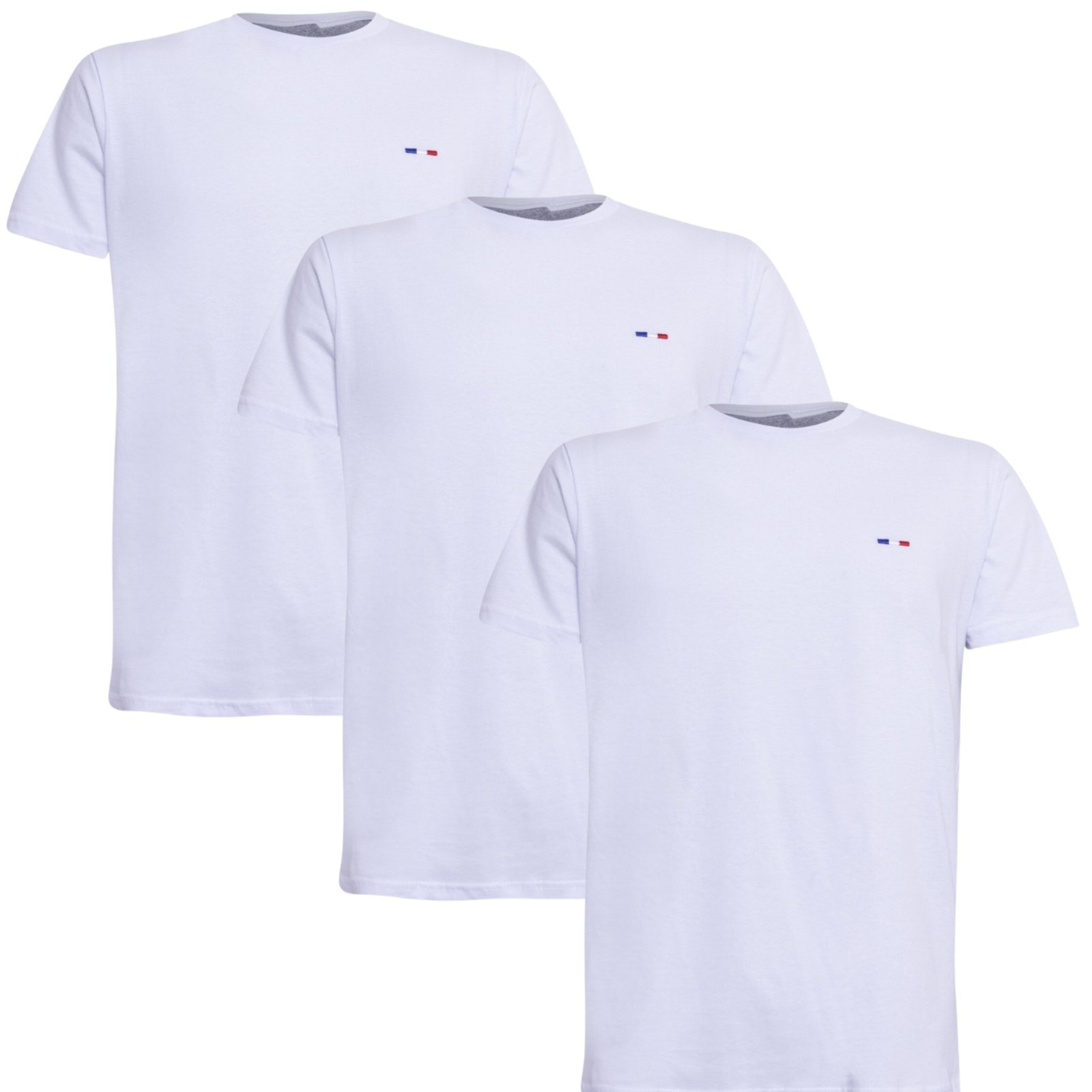 Kit 3 Peças Camisetas Básicas Masculina Industrie em Algodão Premium no Estilo Tommy Bordado França Branca