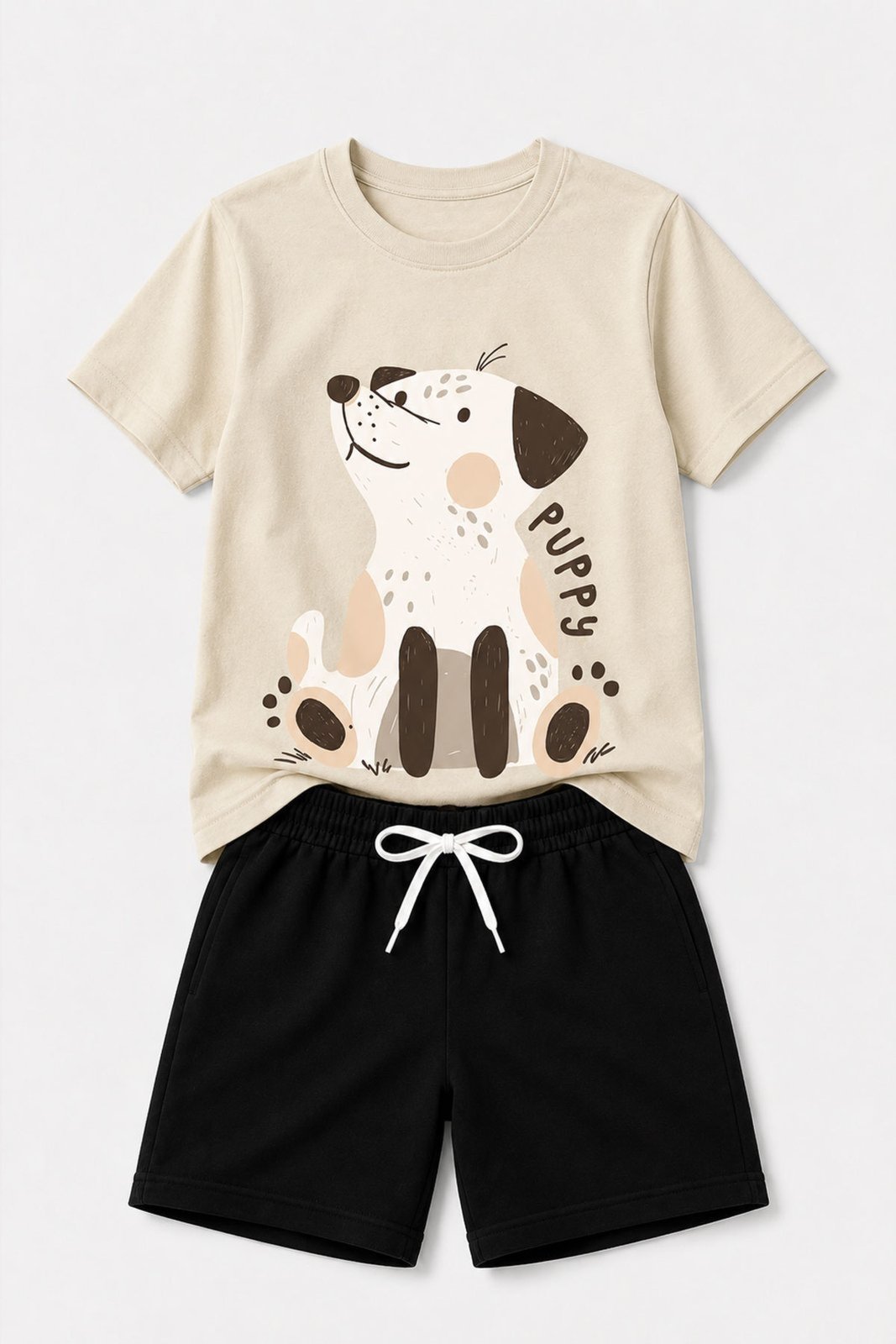 Infantil - Conjunto Masculina Algodão Puppy Creme - Babei no Look