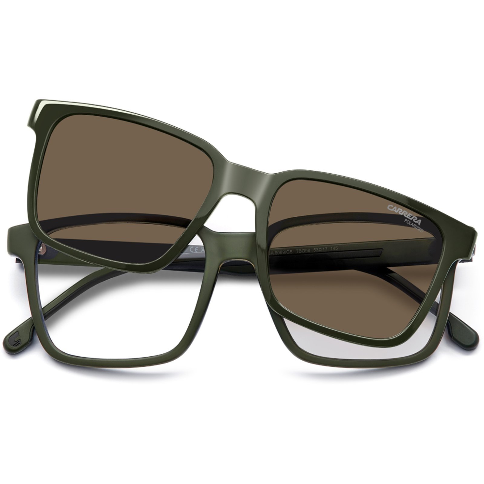 Vista 3 Óculos de Sol Carrera Clip On 8069CS TBO 53SP verde Carrera verde