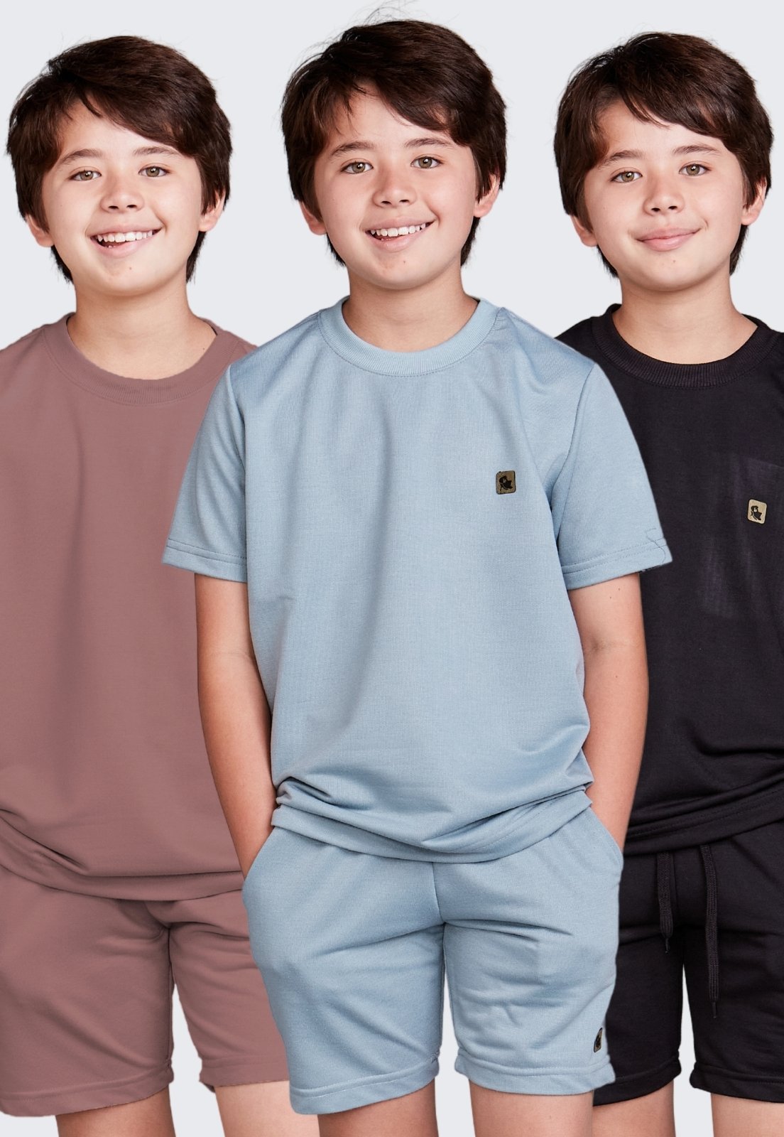Infantil – Kit 3 Conjunto Moletinho Daze Modas Marrom, Azul e Preto