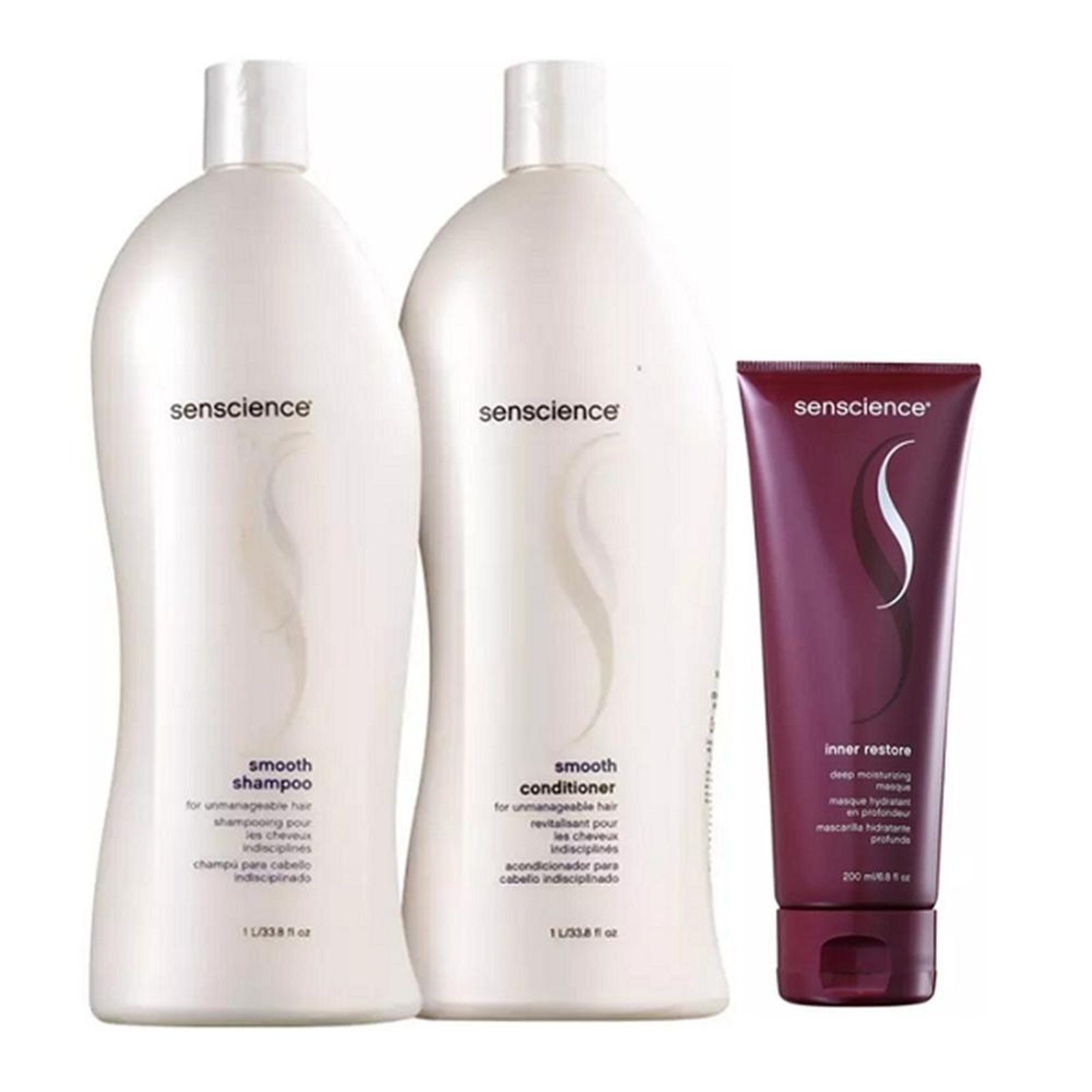Vista 2 Senscience Smooth - Shampoo+Condicionador 1L+Mascara Inner Restore Deep Moisturizing 200ml multicolorido Senscience multicolorido