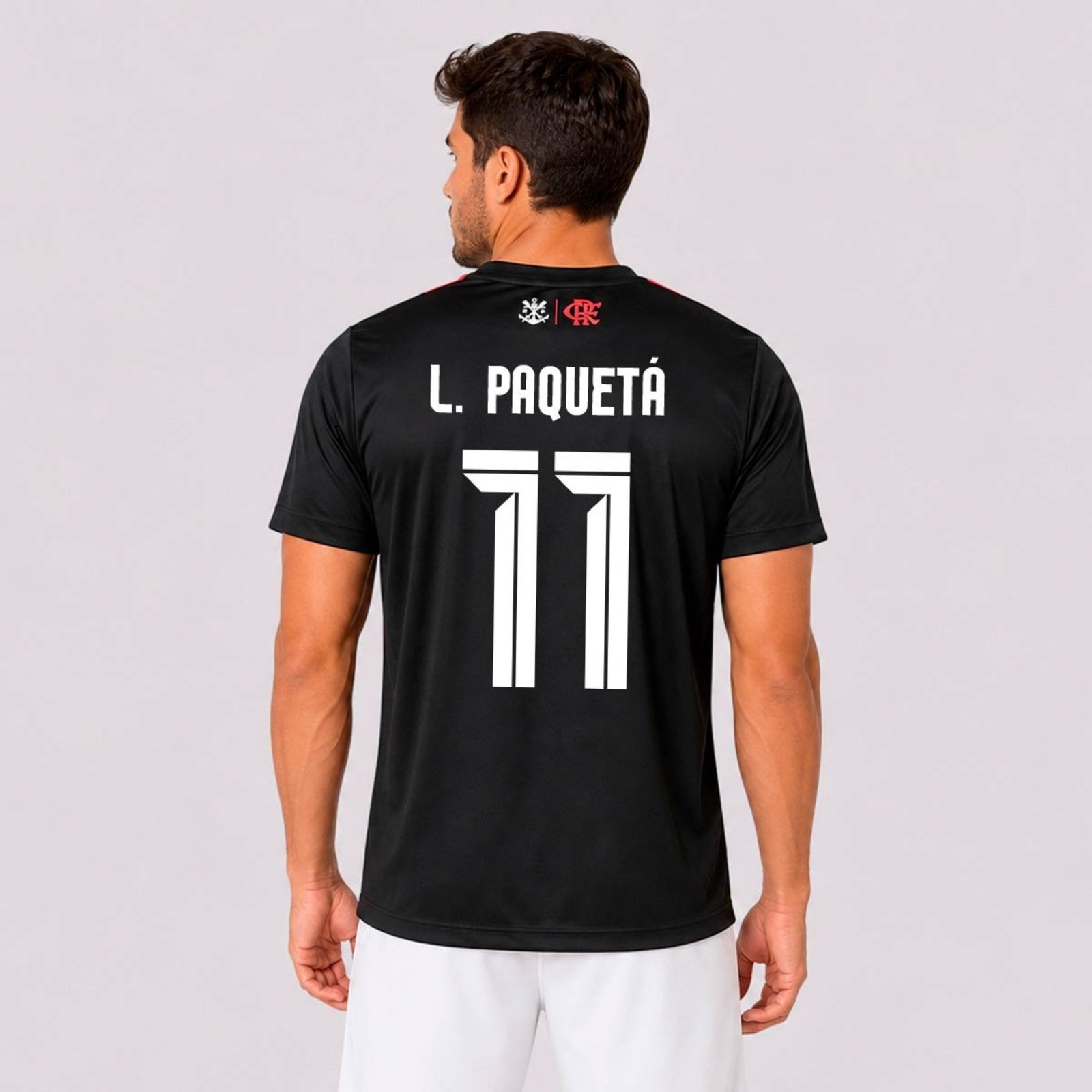 Camisa Flamengo Balanço Preta e Vermelha 11 L. Paquetá