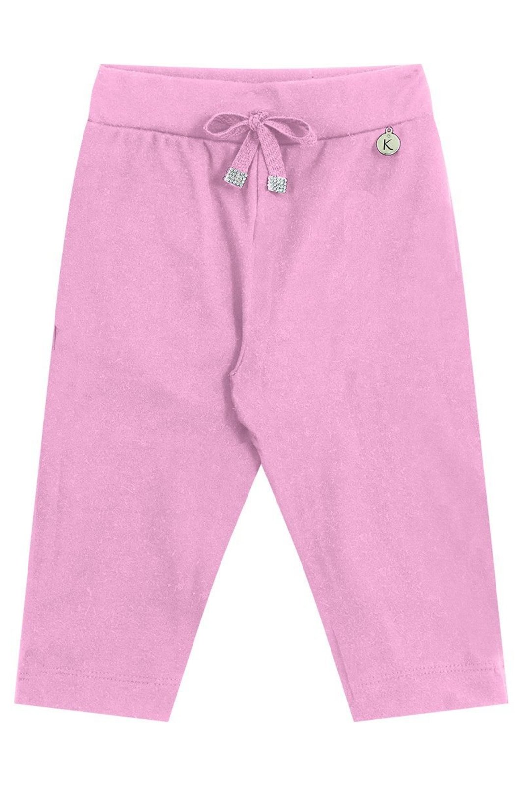 Infantil - Calça Rosa Peluciada com Detalhes em Pedrarias