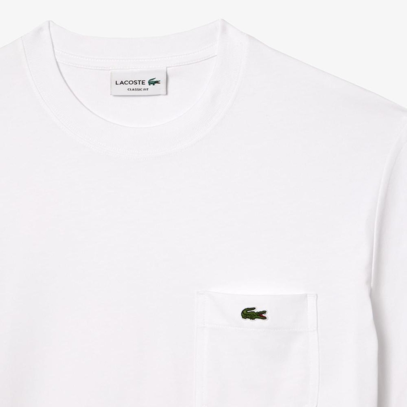 Vista 3 Camiseta Lacoste de algodão com bolso de peito branco Lacoste branco
