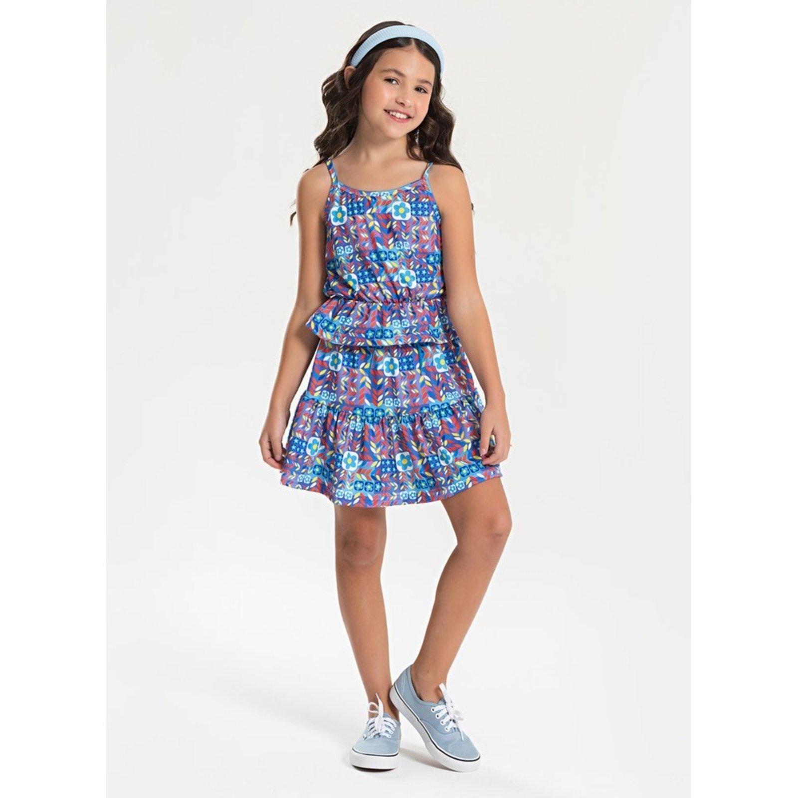 Vista 2 Infantil - Conjunto Verão Menina Tulipa Cropped Alcinha com Babado e Saia Flores da Estação Molekada roxo Molekada roxo