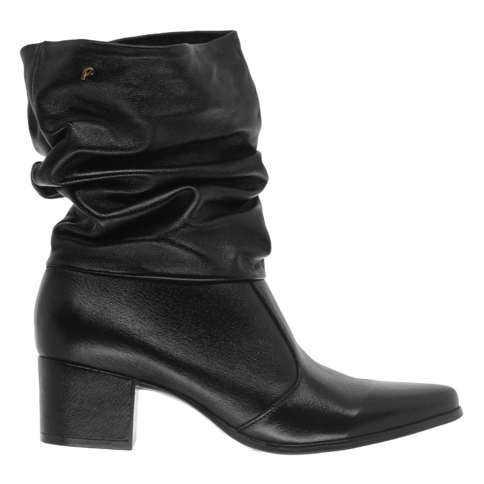 Bota Engomada Cano Médio Feminina Couro Pegada 28901 Preto