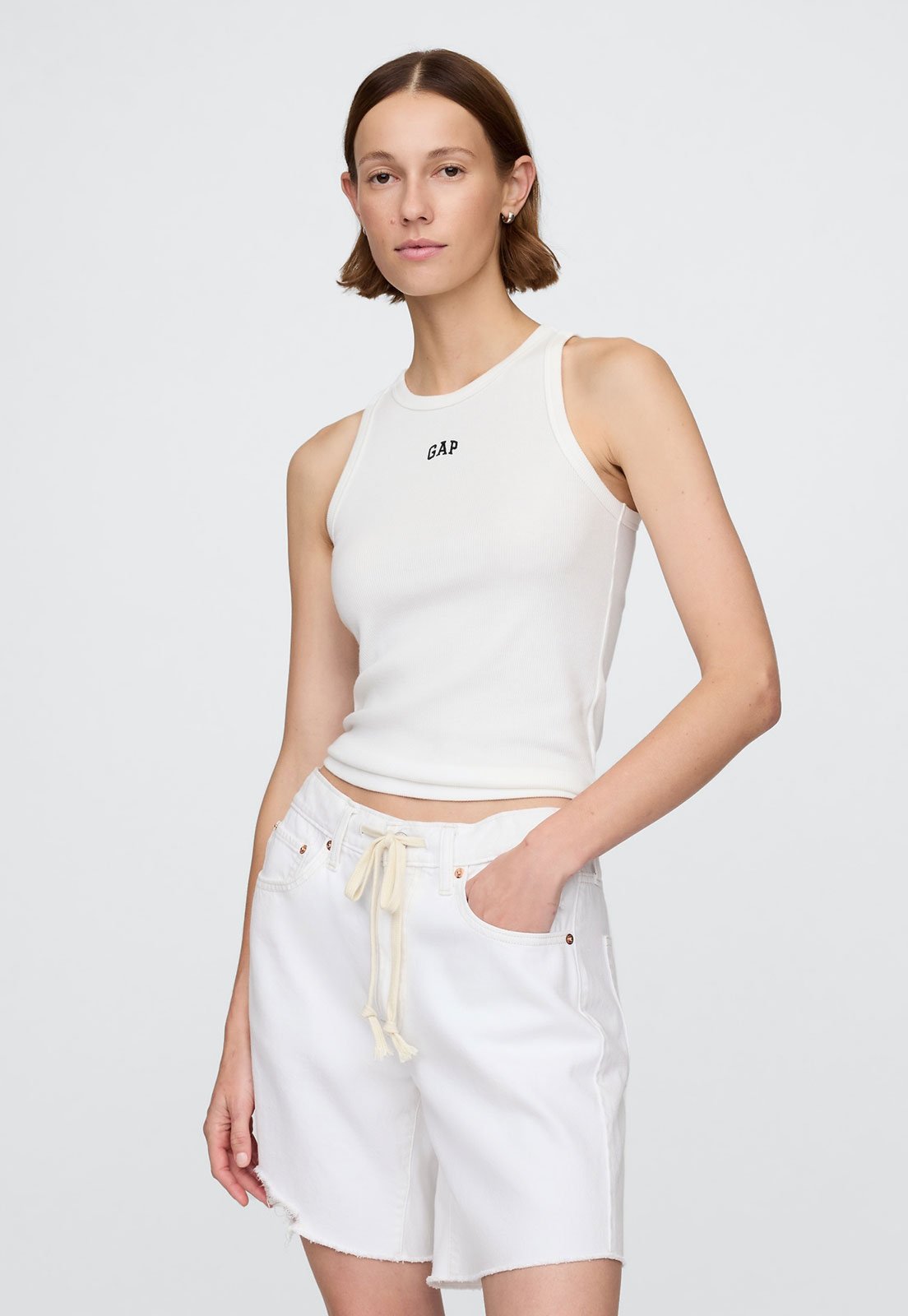 Regata Canelada GAP Ajustada Logo Off-White