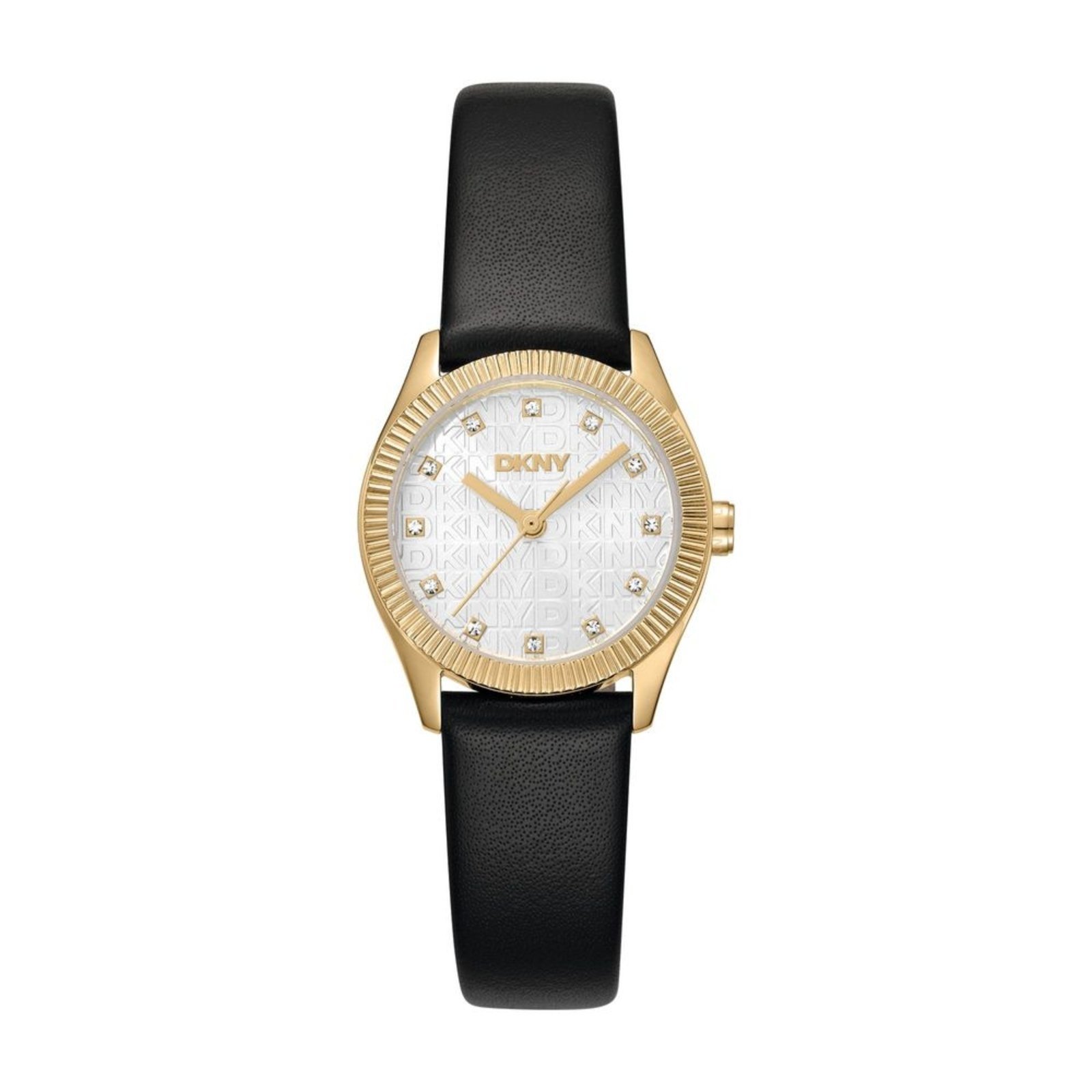 Relógio Feminino DKNY Crosswalk Pulseira de Couro Preto Donna Karan Donna Karan