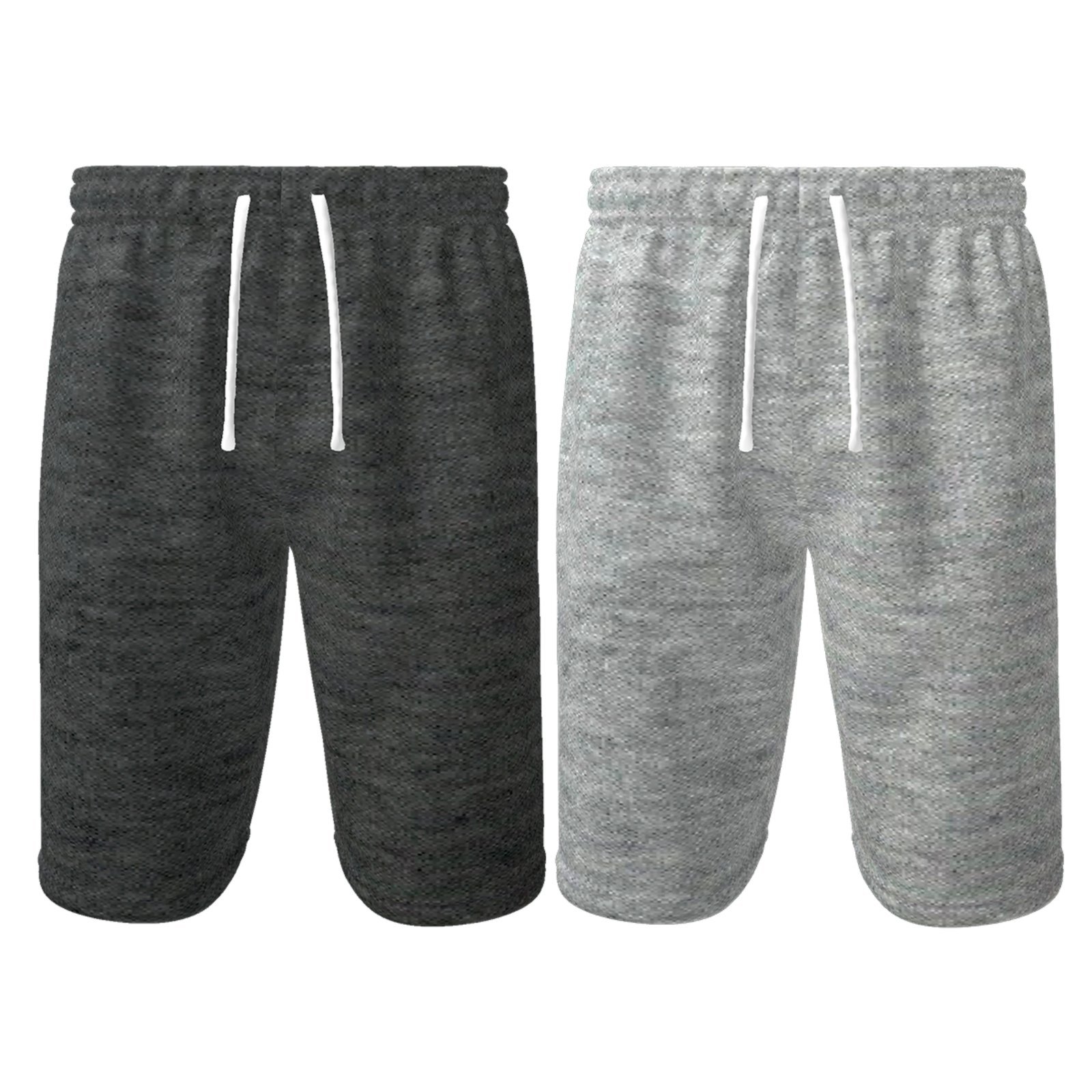 Kit 2 Bermuda Moletom Masculina Fit Com Cós Elástico Bolsos Tecido Premium Super Conforto Cinza e Chumbo
