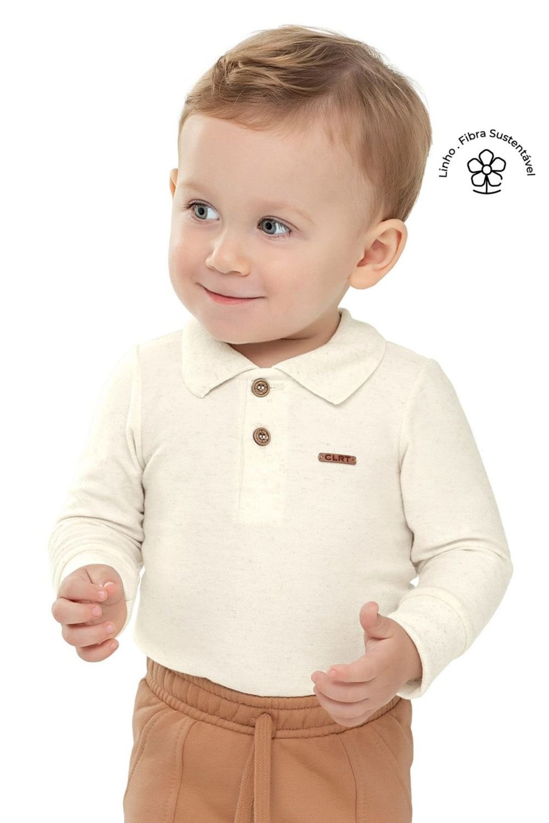 Infantil - Body Polo Menino Manga Longa Colorittá Bege