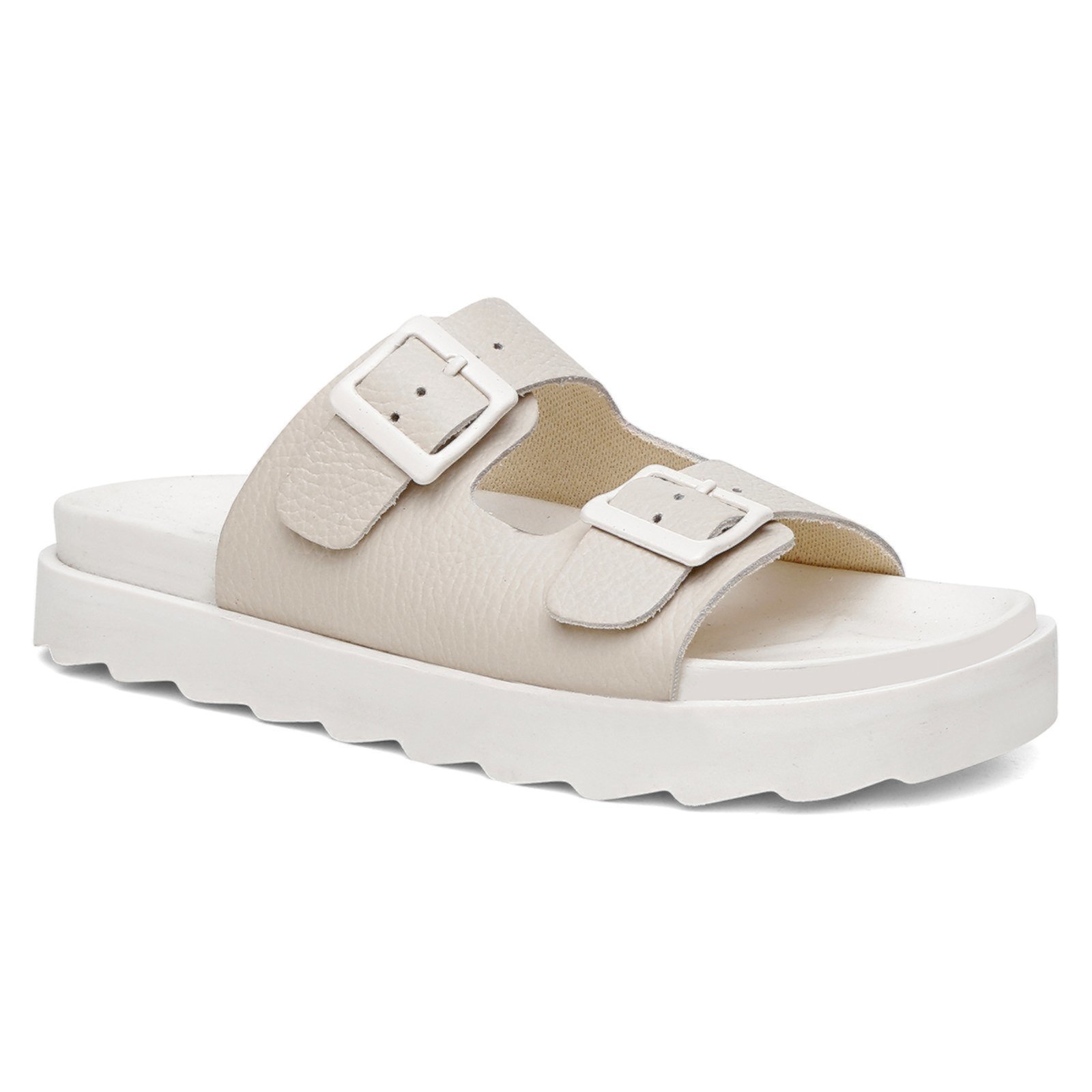 Vista 2 Sandália Papete Feminina Vittal em Couro Off White off-white white off-white white