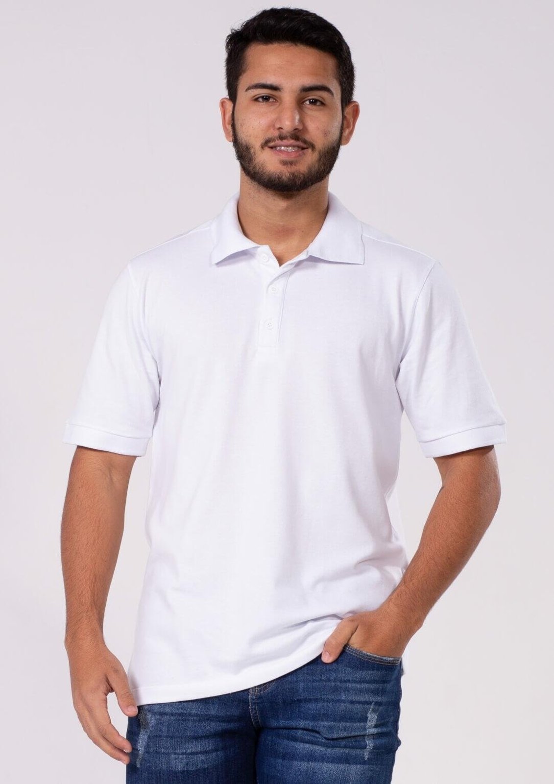 Camisa Masculina Polo Piquet Básica | Pau a Pique Branco