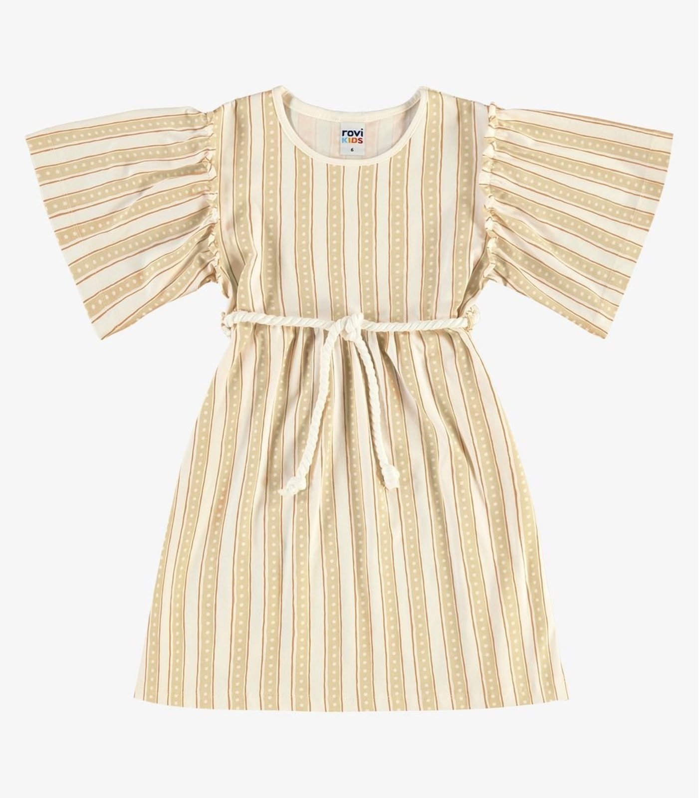 Infantil - Vestido Cotton Listrado Rovi Bege