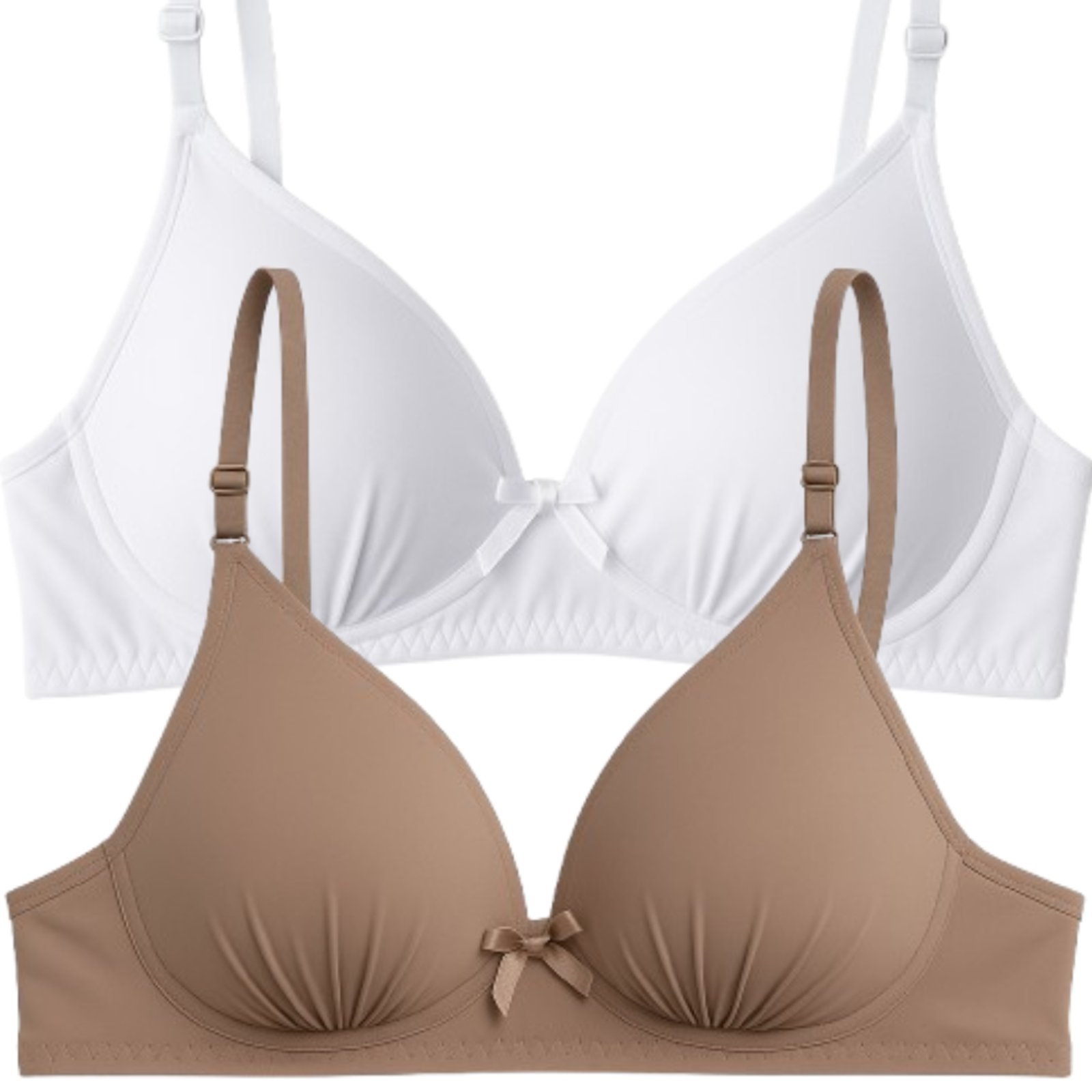 Kit 2 Sutiã Com Soft Bojo Reflexo Íntimo Básico Alça Ajustável Uso Dia a Dia Bege e Branco