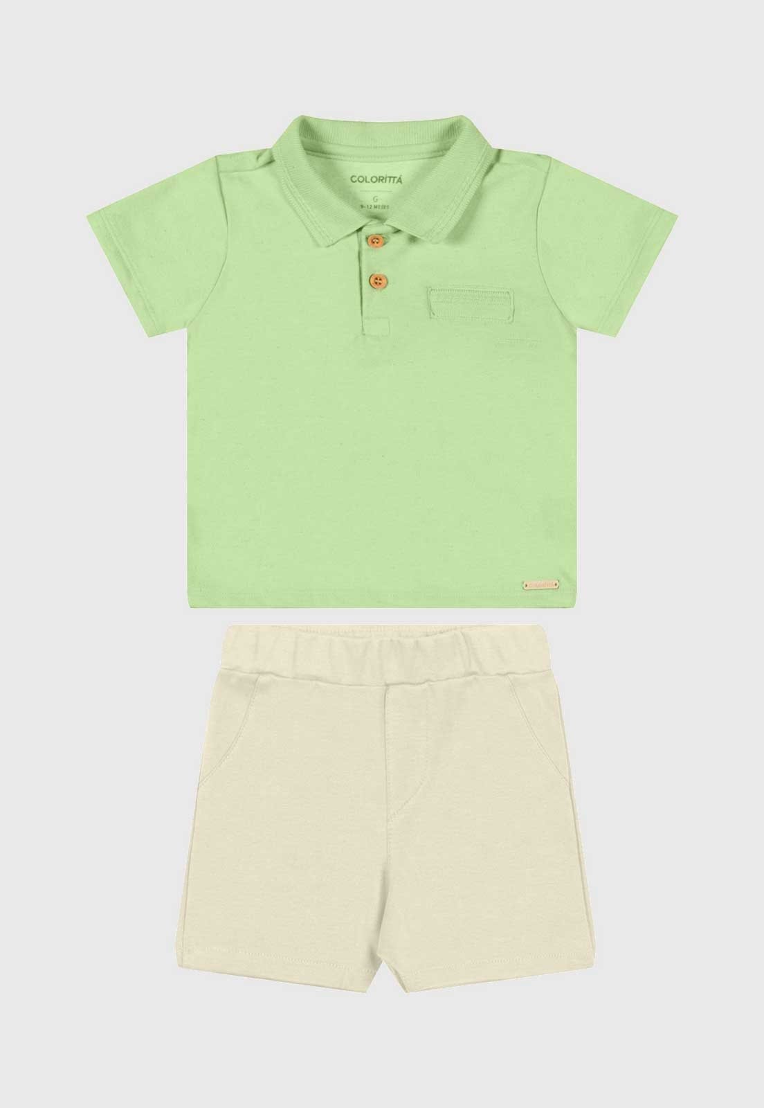 Conjunto Curto Colorittá Polo Verde Claro e short