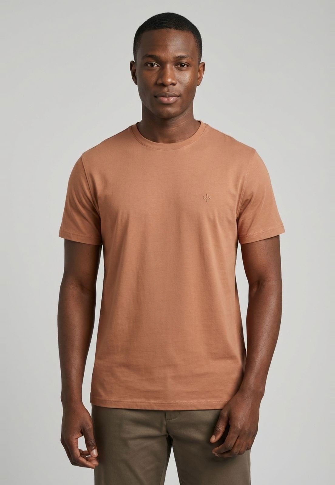 Camiseta Masculina Dudalina Decote Redondo Algodão Marrom