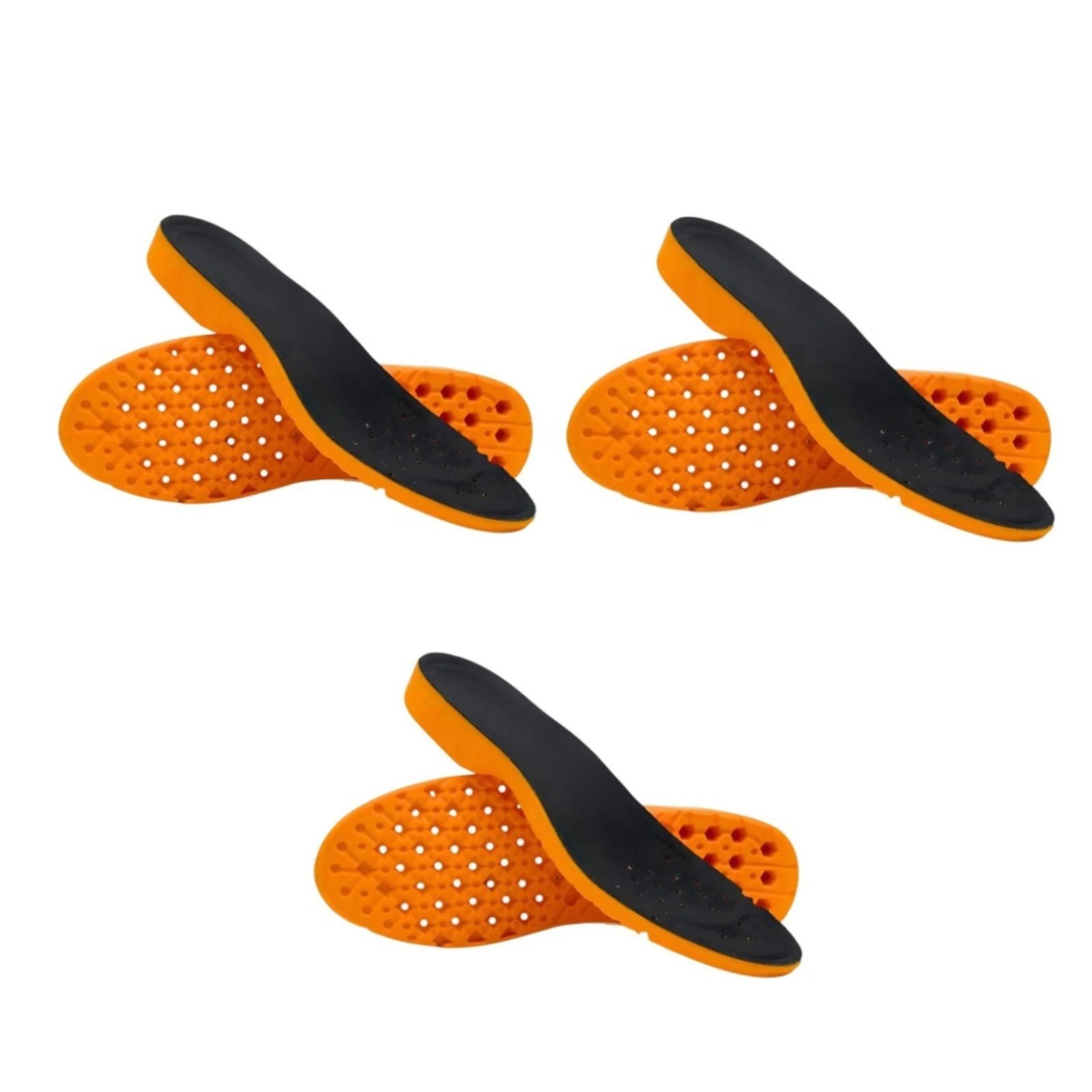 Vista 2 Kit 3 Palmilhas De Gel Anatômica De Alto Conforto Coronello laranja/preto Coronello laranja/preto