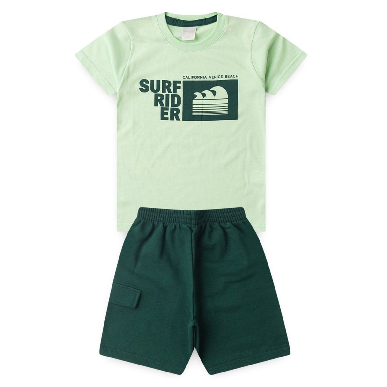 Vista 3 Infantil - Conjunto Verão Menino Camiseta e Bermuda com Lapela Surf Rider Molekada azul Molekada azul