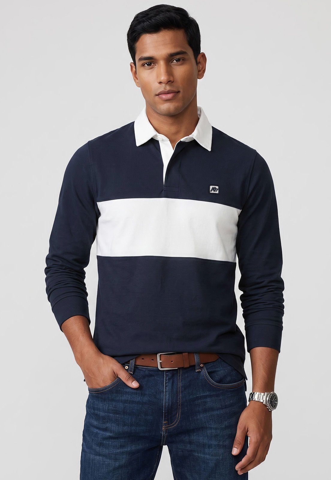 Camisa Polo Masculina Aeropostale Manga Longa Azul Marinho