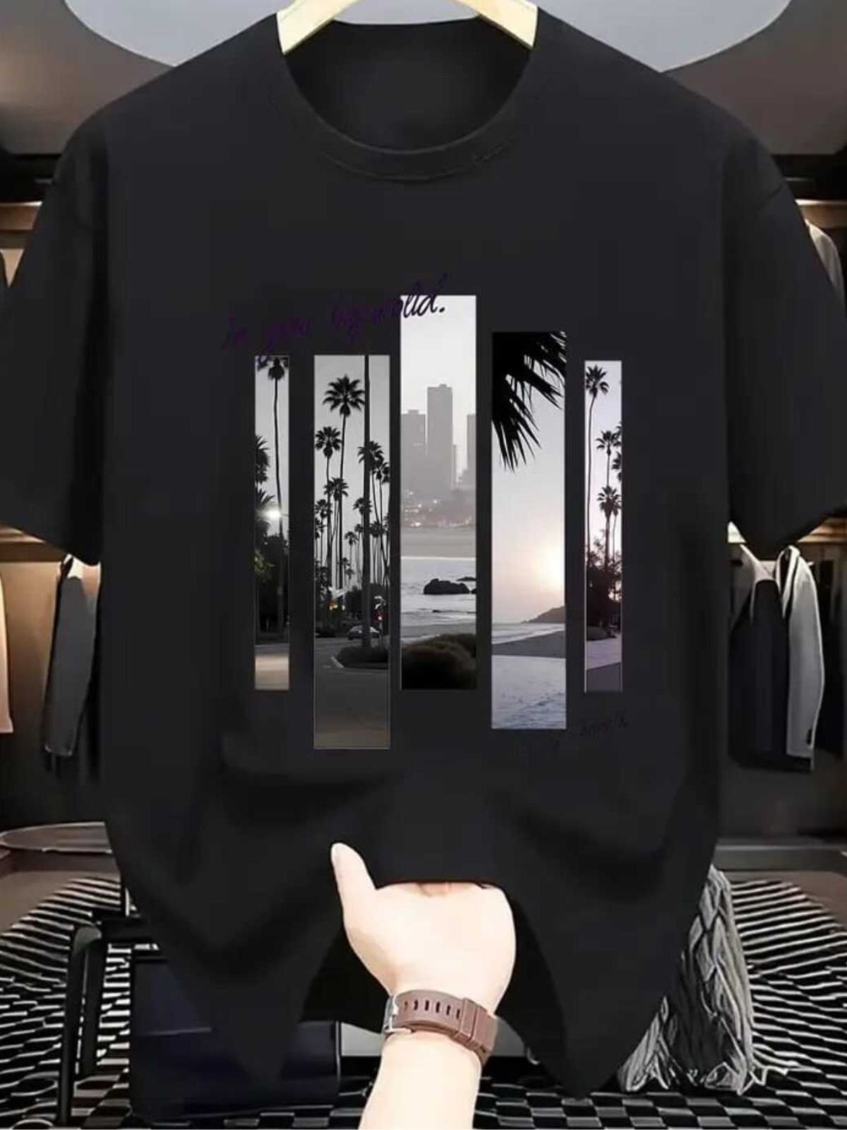 Camiseta Estampada Big World Safira Moda Algodão Preto